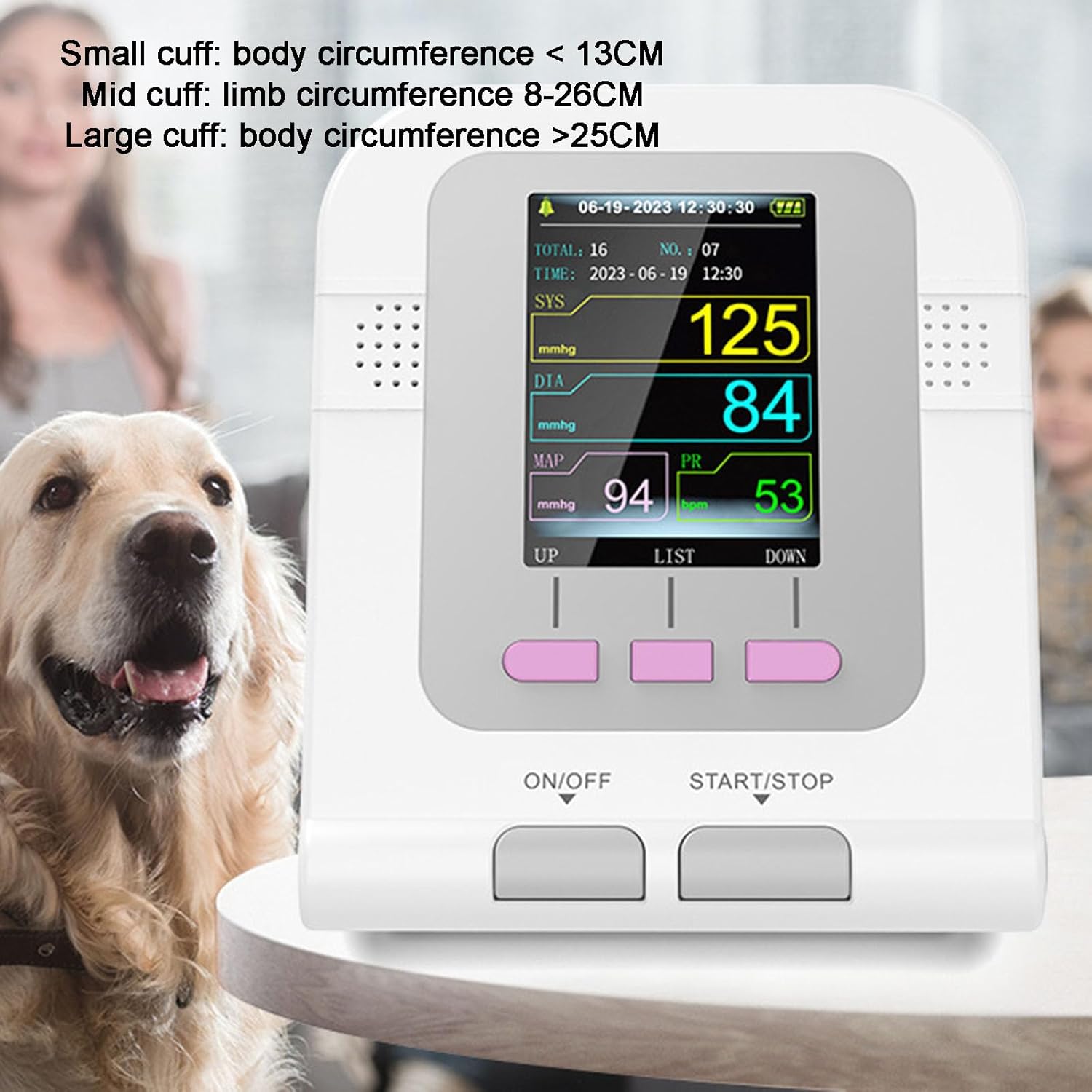 Veterinärmedizinische Ausrüstung, Manschette für digitales Blutdruckmessgerät für Tiere, Tierpflege für Hunde/Katzen/Haustiere, 3-Modus-3-Manschetten, elektronisches Blutdruckmessgerät – Bild 2