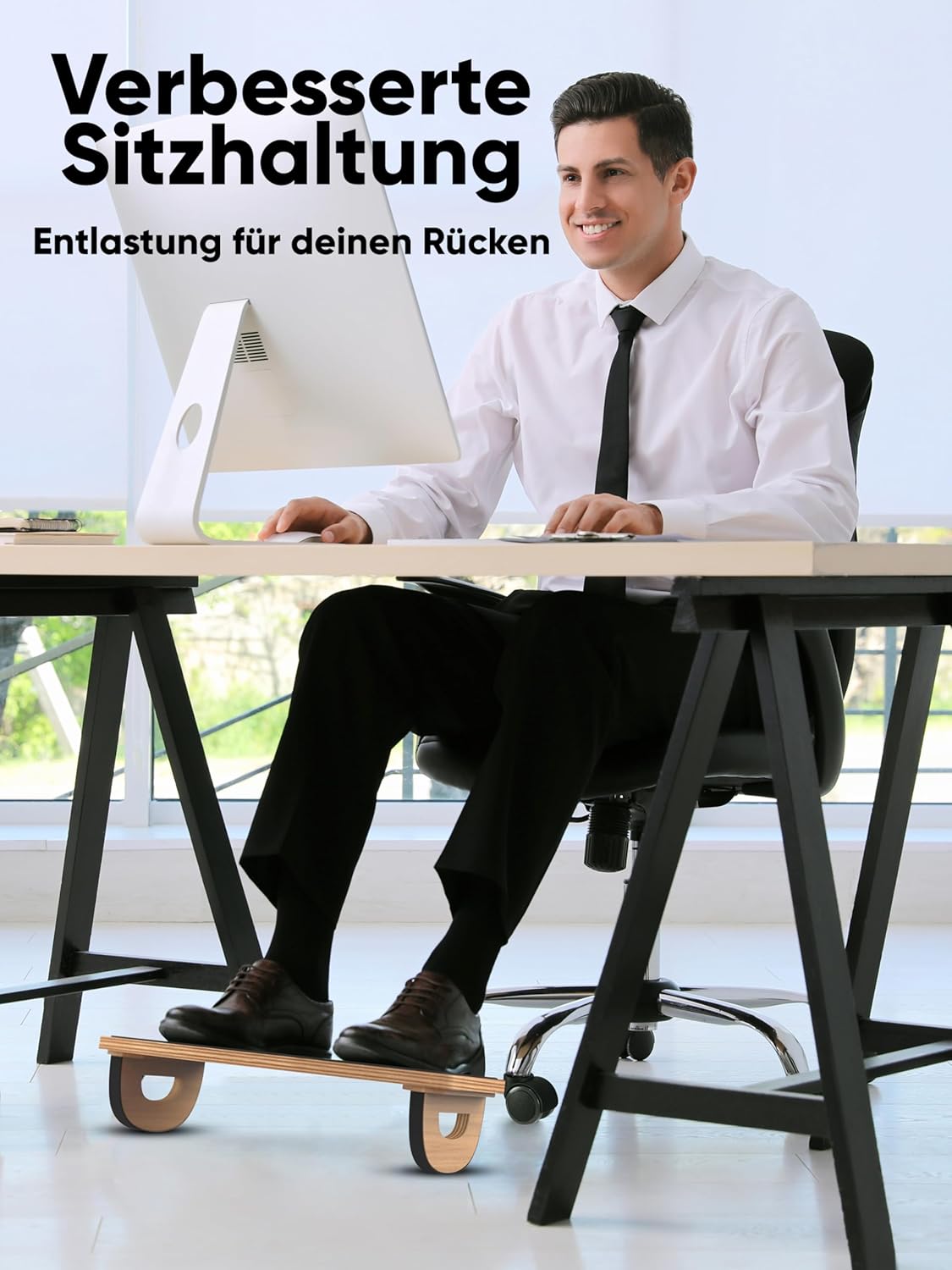UNITURE Ergonomischer Fußstützen-Schreibtisch aus Holz (für eine bessere Sitzhaltung). Fußhocker, Fußstützen-Schreibtisch, Fußstütze, Fußstütze unter dem Schreibtisch, Fußstütze – Bild 7