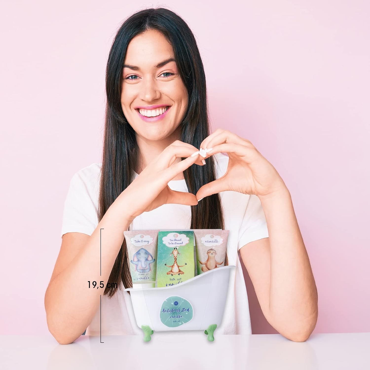 Accentra Anti-Stress Bade- und Duschset mit Vanilleduft, Geschenkset zur Entspannung für Frauen zum Geburtstag oder Weihnachten, 5-teiliges Wellness-Geschenk- und Pflegeset mit Mini-Deko-Badewanne – Bild 3