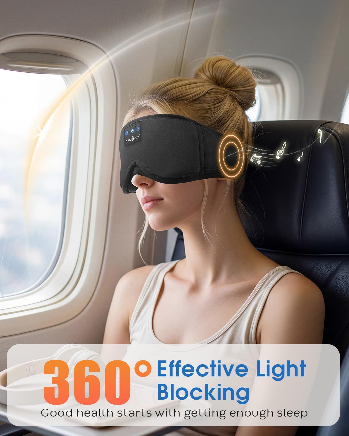 MUSICOZY Schlafkopfhörer, 100 % Verdunkelung, 3D-Schlafmaske mit Kopfhörern zum Schlafen, weiche Schlafkopfhörer mit Bluetooth V5.4 & 16 Stunden Spielzeit für Reisen/Nickerchen/Yoga/Meditation – Bild 5