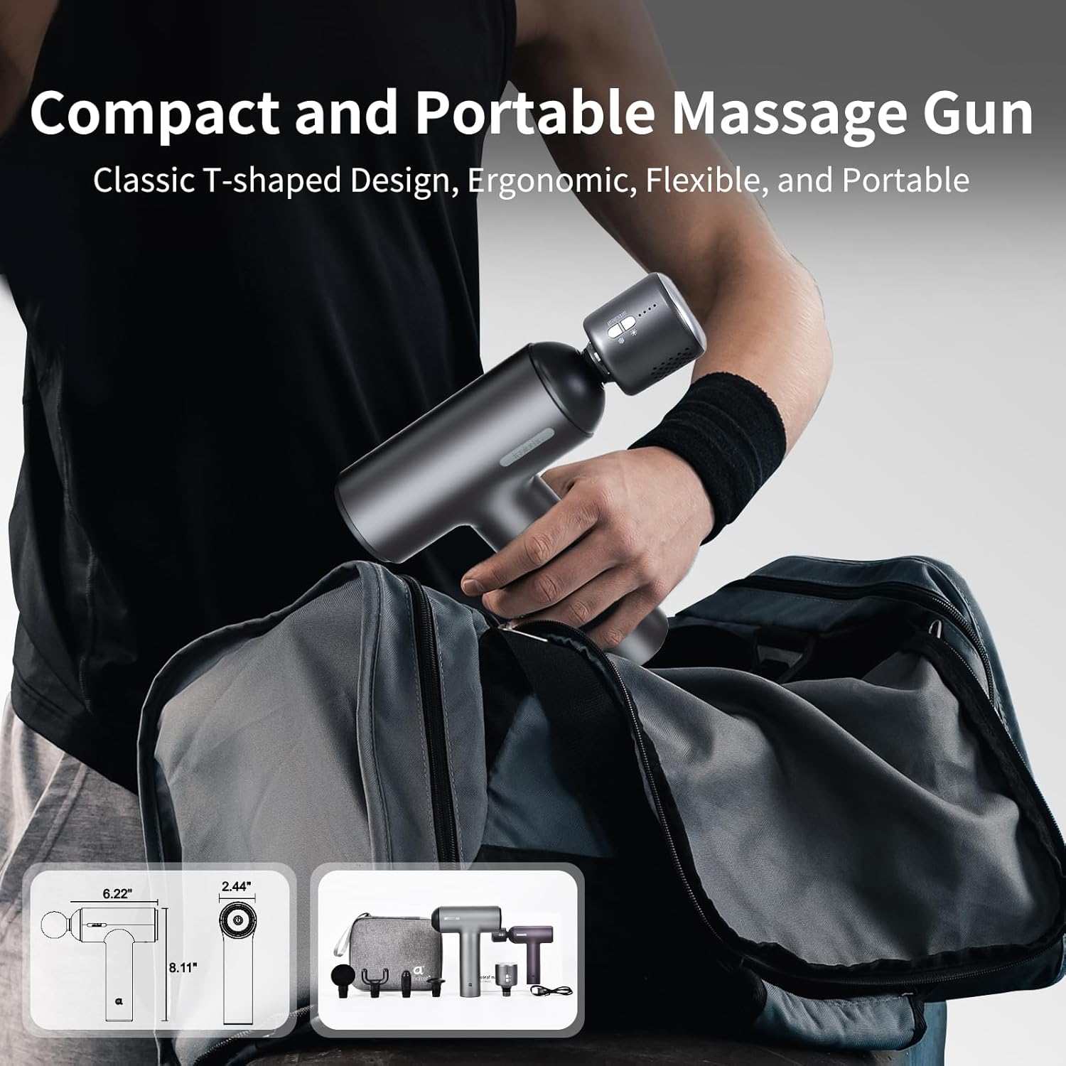 arboleaf Massagepistole Tiefengewebe mit Wärmefunktion, Massagepistole LED-Touchscreen mit 6 Massagestufen und 5 Massageköpfen, Muskelmassagegerät 10 mm Amplitude USB-C Schnellladung zur Entspannung – Bild 6
