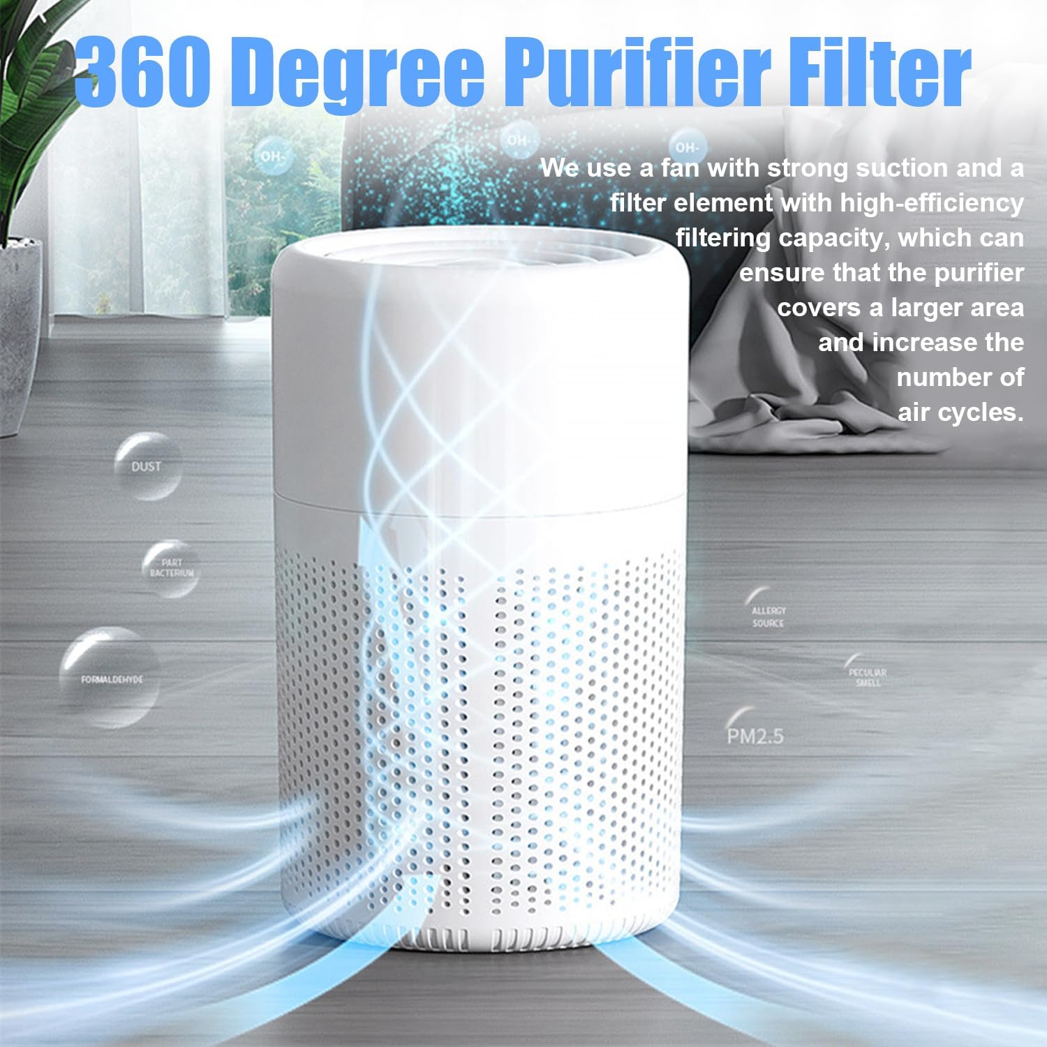 Luftreiniger für Allergiker mit H13 HEPA-Filter, 37 dB ultraleise, Luftreiniger gegen Rauch, Staub, Pollen & Tierhaare, tragbarer Raumluftreiniger mit Aromatherapie für Zuhause & Schlafzimmer – Bild 6