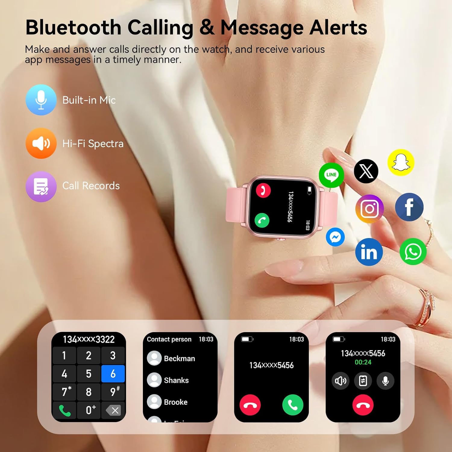 Smartwatch für Damen und Herren, 1,83 Zoll HD-Touchscreen, 20 Tage Akkulaufzeit, Fitnessuhr mit Herzfrequenzmesser, Schlafmonitor, Schrittzähler, Bluetooth-Anruffunktion, 112+ Sportmodi, IP68 – Bild 5