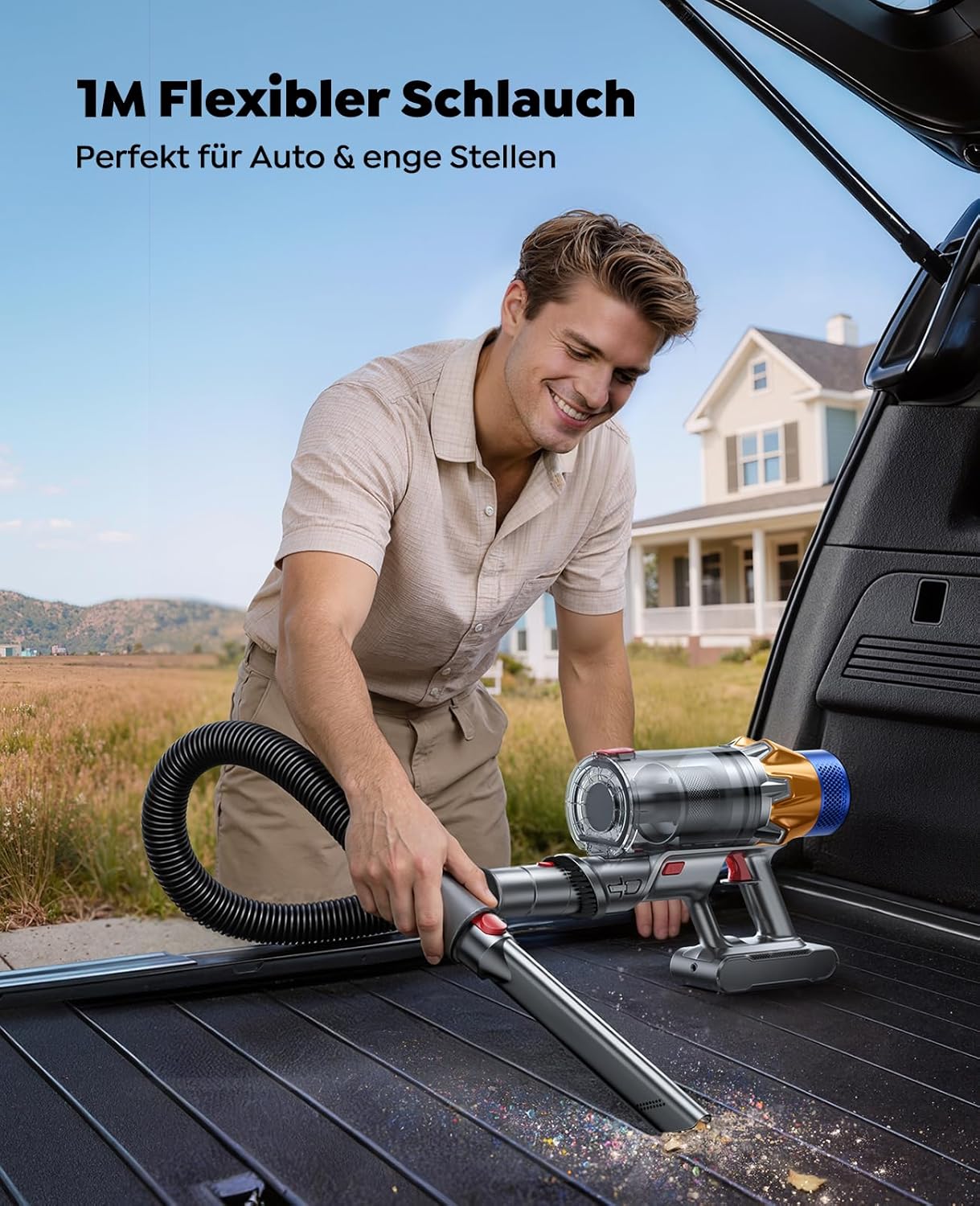 Fieety Akku-Staubsauger mit 2 Akkus, 130 Min/50 Kpa/600 W Staubsauger kabellos mit Aromatherapie, Automatikmodus, Wandladestation, 1,5 m Schlauch für Hartböden, Teppiche, Tierhaare, Auto – Bild 6