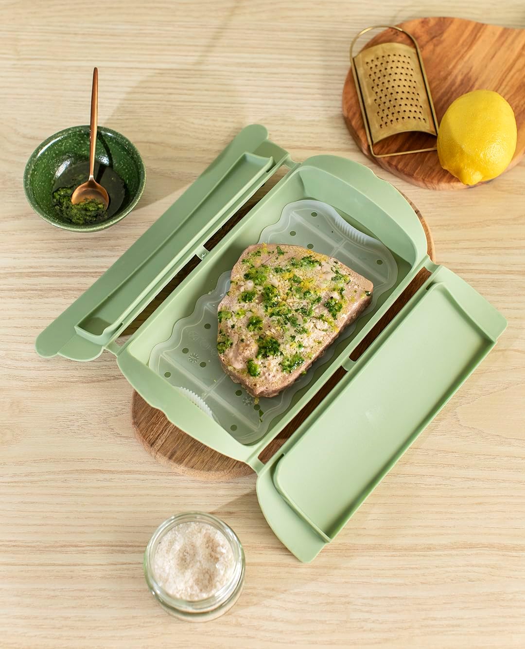 Lékué Silikon-Dampfgarer mit Ablage für 1,2 Portionen – Bild 7