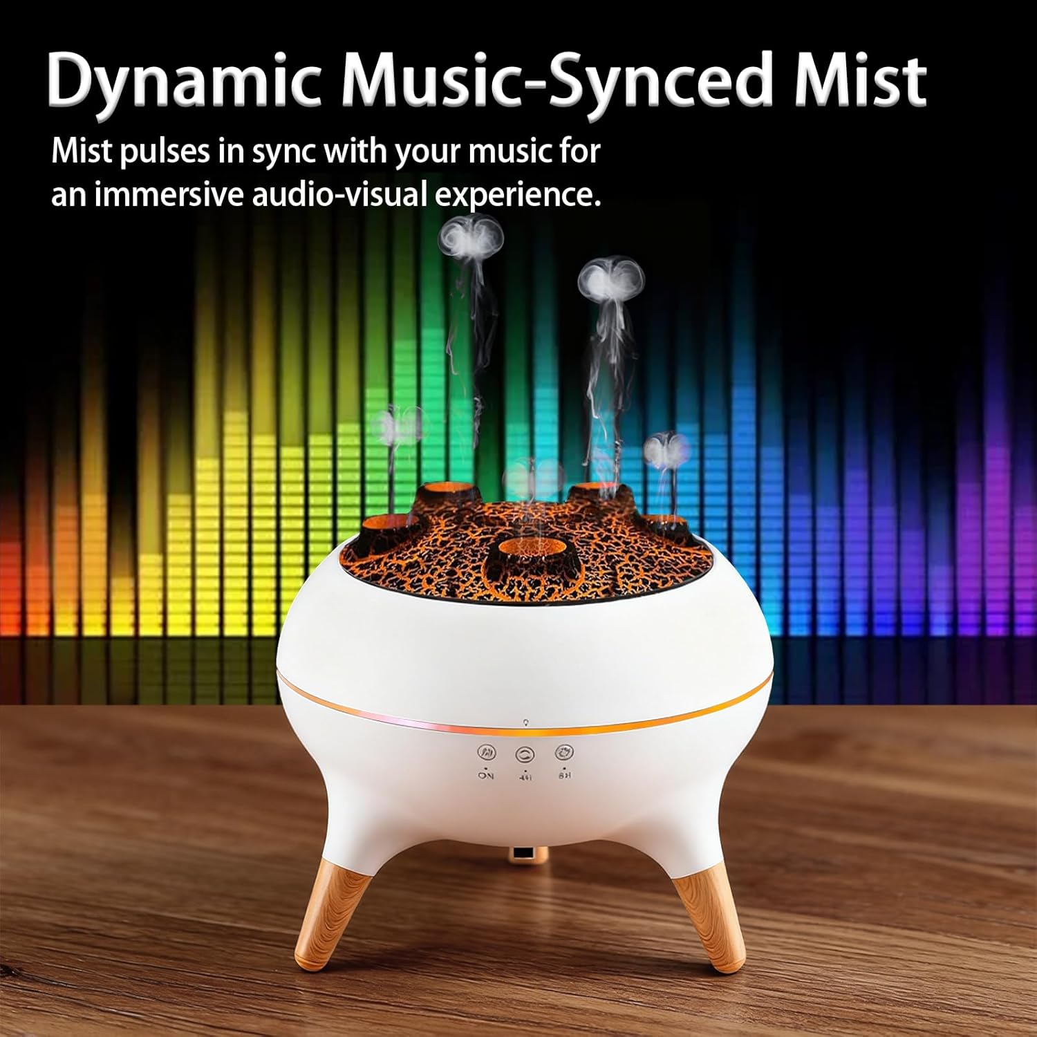 Flammen Aroma-Diffusor 250 ml, Ultraschall-Luftbefeuchter & Duftöl-Diffusor mit 2 Sprühmodi, 7 LED-Farben, Timer-Funktion & Flammeneffekt, leiser Luftverteiler mit Quallennebelring – Bild 6