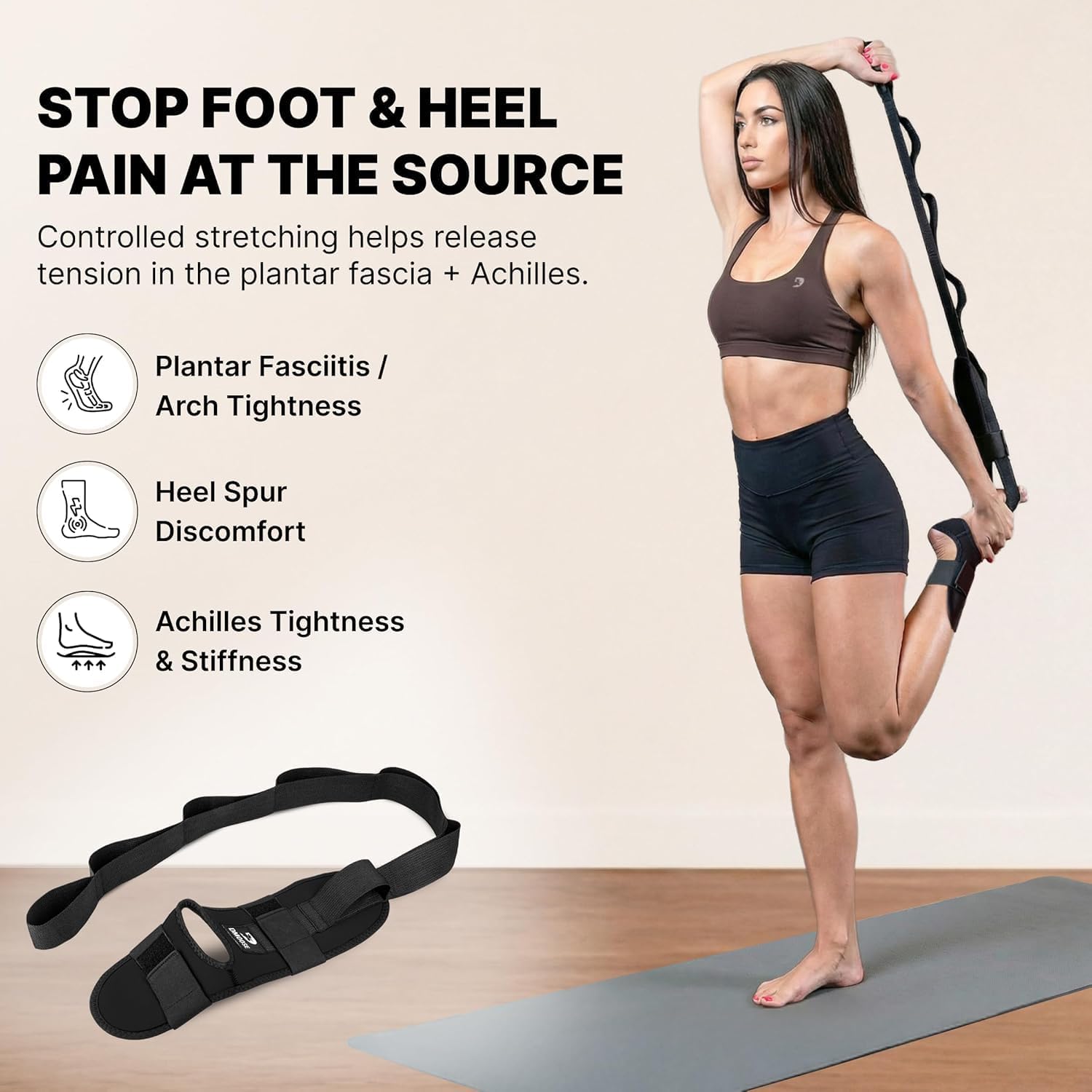 DMoose Fitness Yoga-Gurt für Fußstrecker – verstellbares, gepolstertes Dehnband für Plantarfasziitis, Fersensporn und Achillessehnenentzündung – Faszienstrecker-Gurt zum Dehnen der Beinmuskulatur – Bild 2