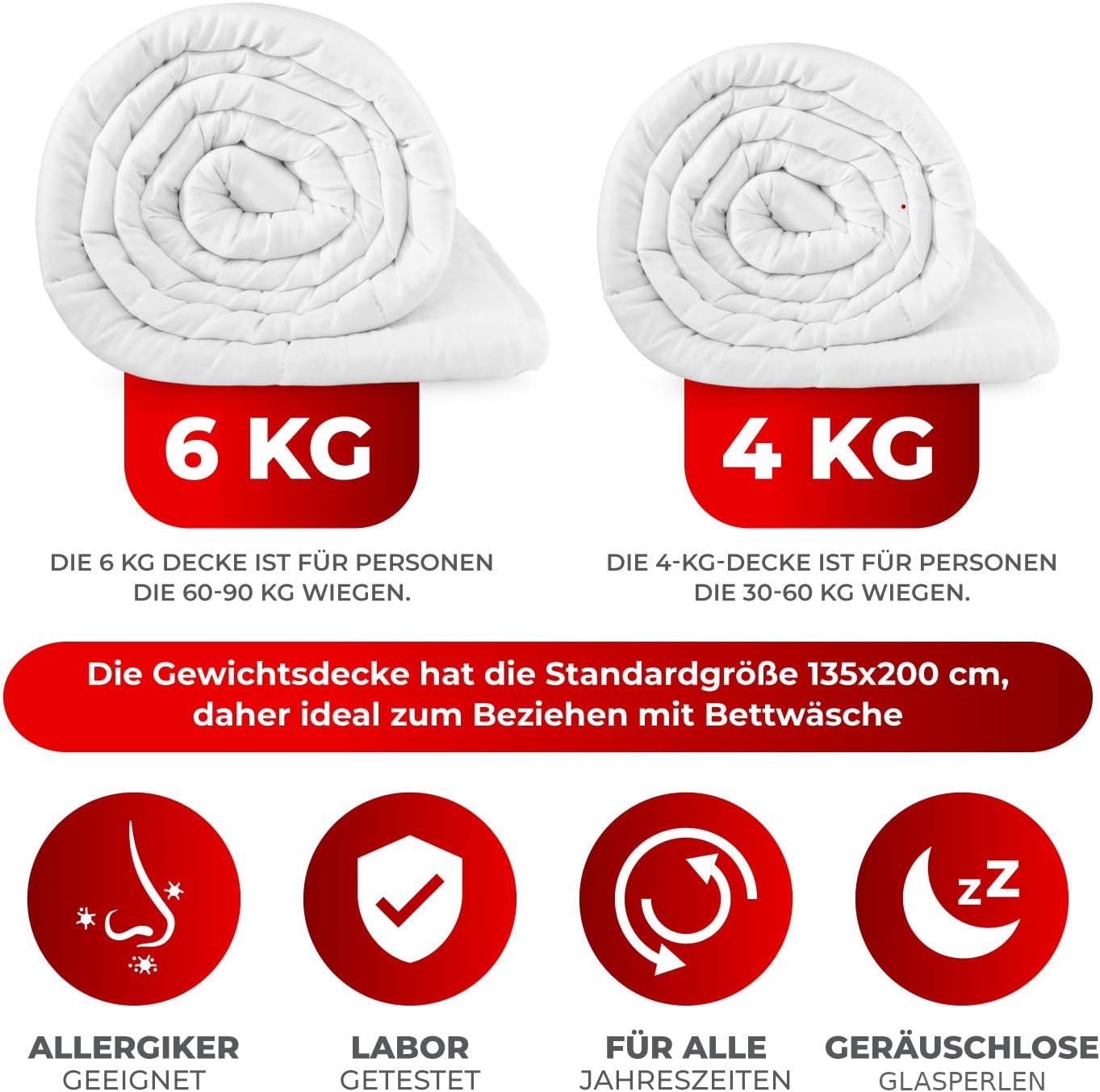 STERNKIND Gewichtsdecke 135 x 200 cm Therapiedecke – ca. 4 kg Gewichtsdecke, Gewichtsbettdecke, Entspannungsdecke, Gewichtsdecke für Erwachsene, mit Glasperlen, schwere Decke – Bild 7