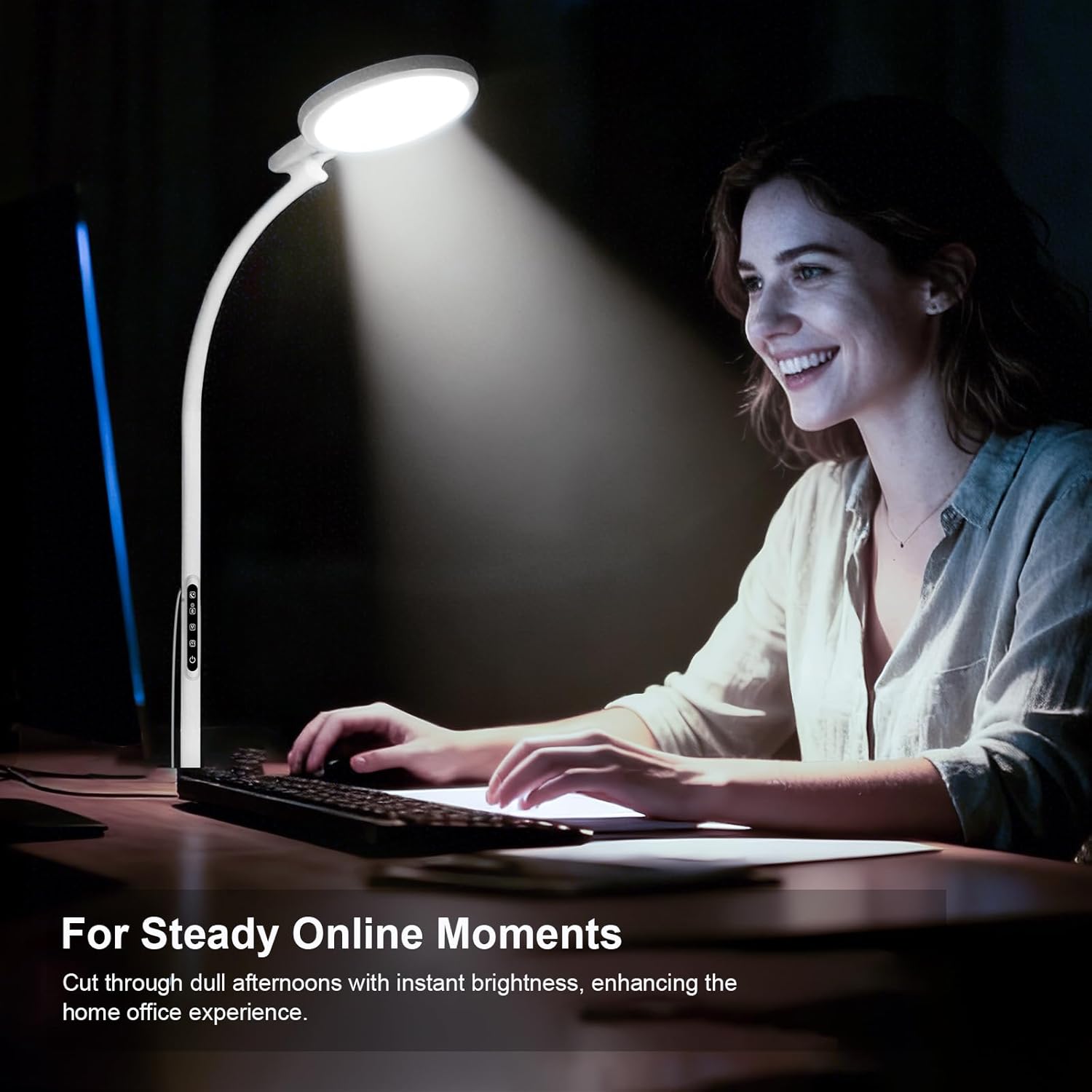 3-in-1 Tageslichtlampe 10000 Lux Runde Stehleuchte Tageslichtlampe Stehleuchte, SAD Lampe mit Fernbedienung & Touch-Steuerung & verstellbarem Schwanenhals für Lesen/Büro/Zuhause (Weiß) – Bild 6
