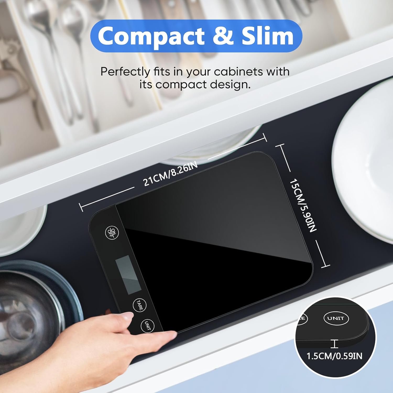 Digitale Küchenwaage, 10 kg Fassungsvermögen, Sicherheitsglas, einfache Tarafunktion, großes LCD-Display, perfekt zum Kochen, Backen und Essenszubereiten – Bild 4