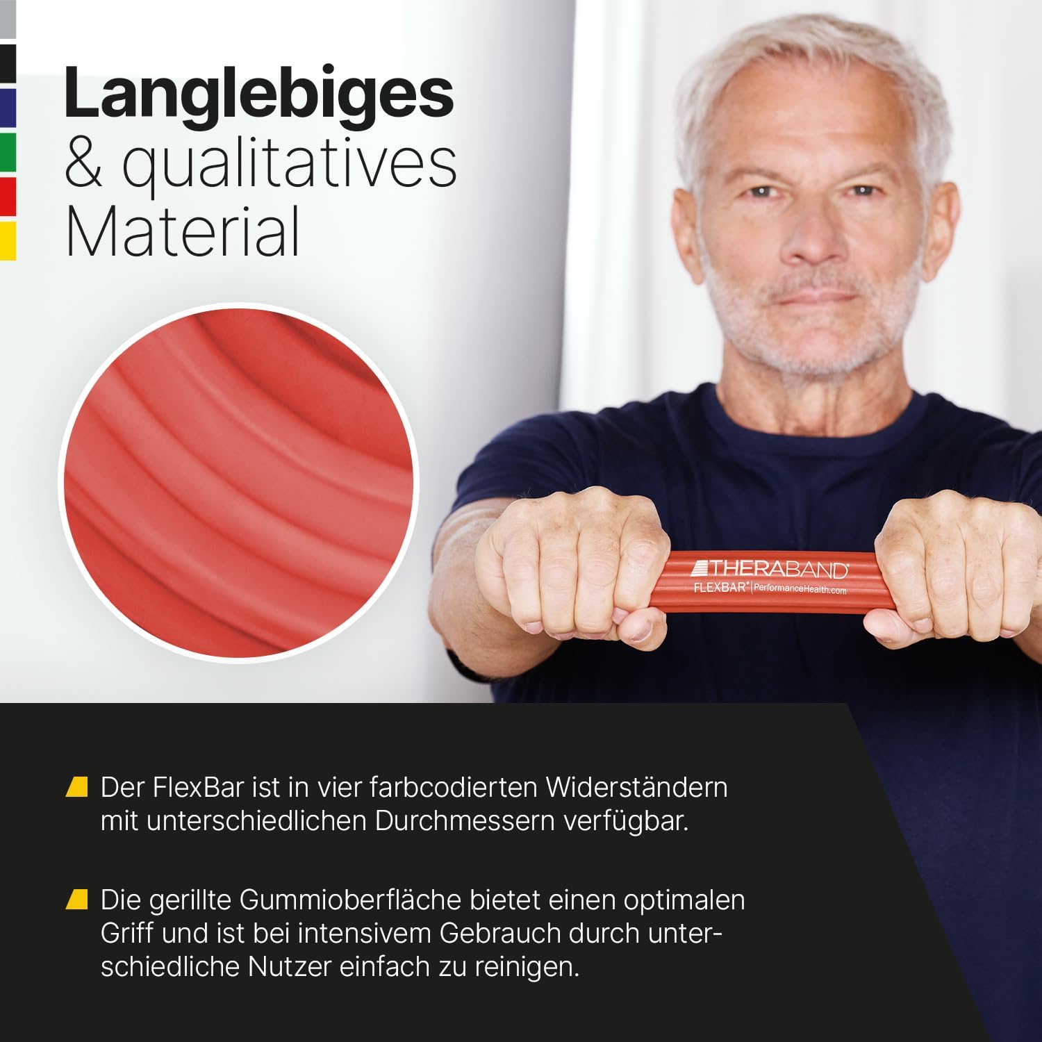 TheraBand FlexBar Handtrainer | Unterarmtrainer für Rehabilitation & Griffkraft | Trainingsgerät für Hand, Handgelenk & Unterarm | Fitnesszubehör | Handmuskeltraining | Flexibler Übungsstab – Bild 4