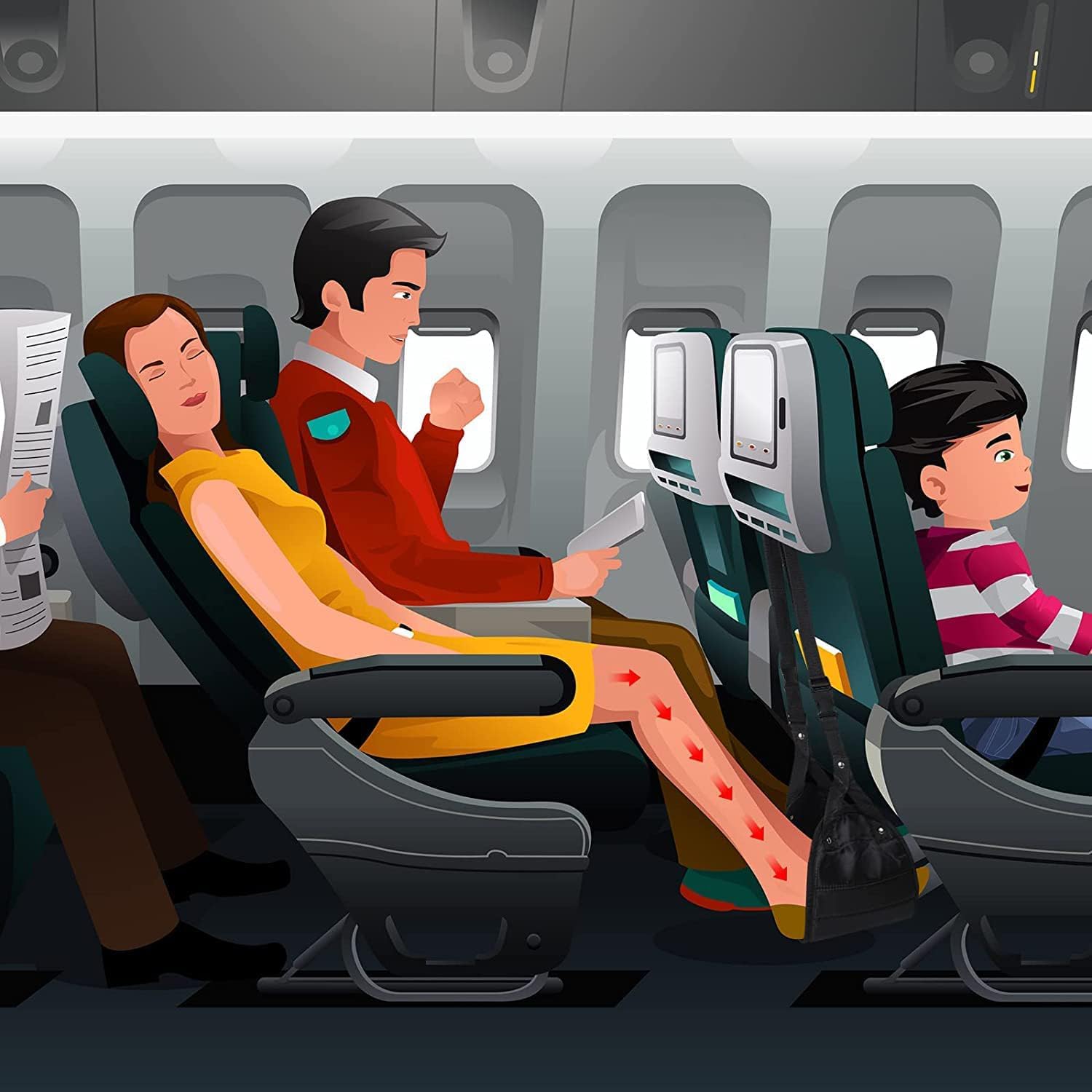 Flugzeug-Fußstütze – beste Reise-Fußstütze, Flugzeug-Reisezubehör, keine kollidierende Fußhängematte und tragbare Flugzeug-Beinstütze, bietet Entspannung und Komfort für lange Flüge – Bild 6