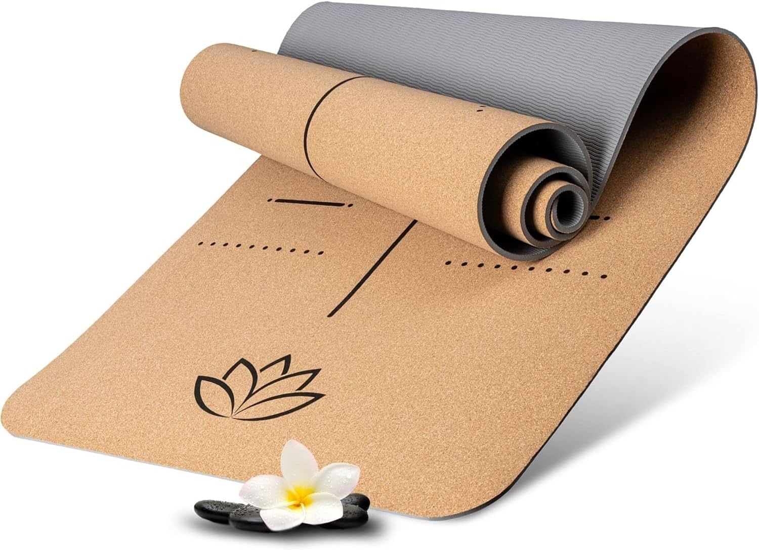 Wellax Yogamatte aus Kork – 100 % natürliche Yogamatte rutschfest (185 x 66 x 0,6 cm) – besonders dick & schadstofffrei – Sportmatte mit praktischem Tragegurt