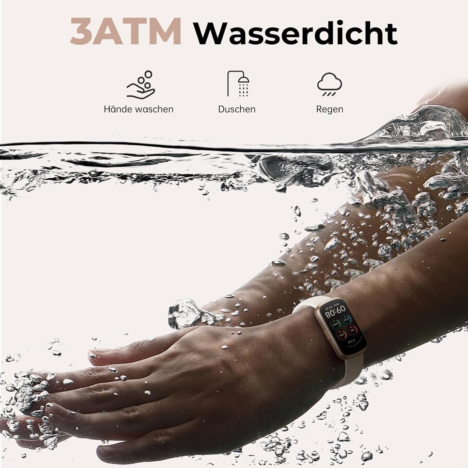 Smartwatch Damen 1,47 Zoll Fitnessuhr klein mit Herzfrequenzmesser, SpO2/Schlafmonitor, 24 Sportmodi, Fitnesstracker, Schrittzähler, wasserdicht 3ATM, Nachricht WhatsApp für Android/iOS (Polarstern Roségold) – Bild 6