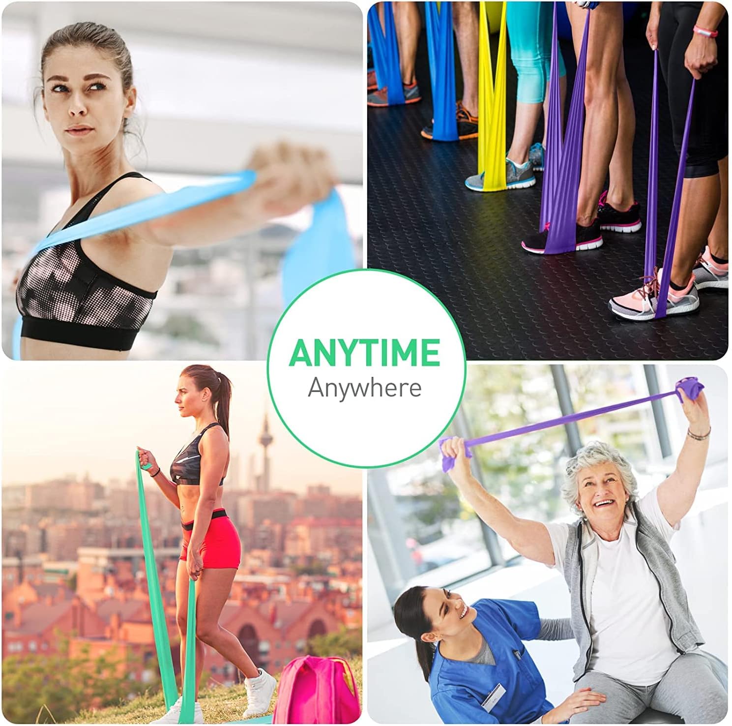 Fitnessbänder Set, GIEMIT Sportband Fitness Trainingsband Latexfrei für Yoga, Pilates, Krafttraining, Physiotherapie – Bild 7