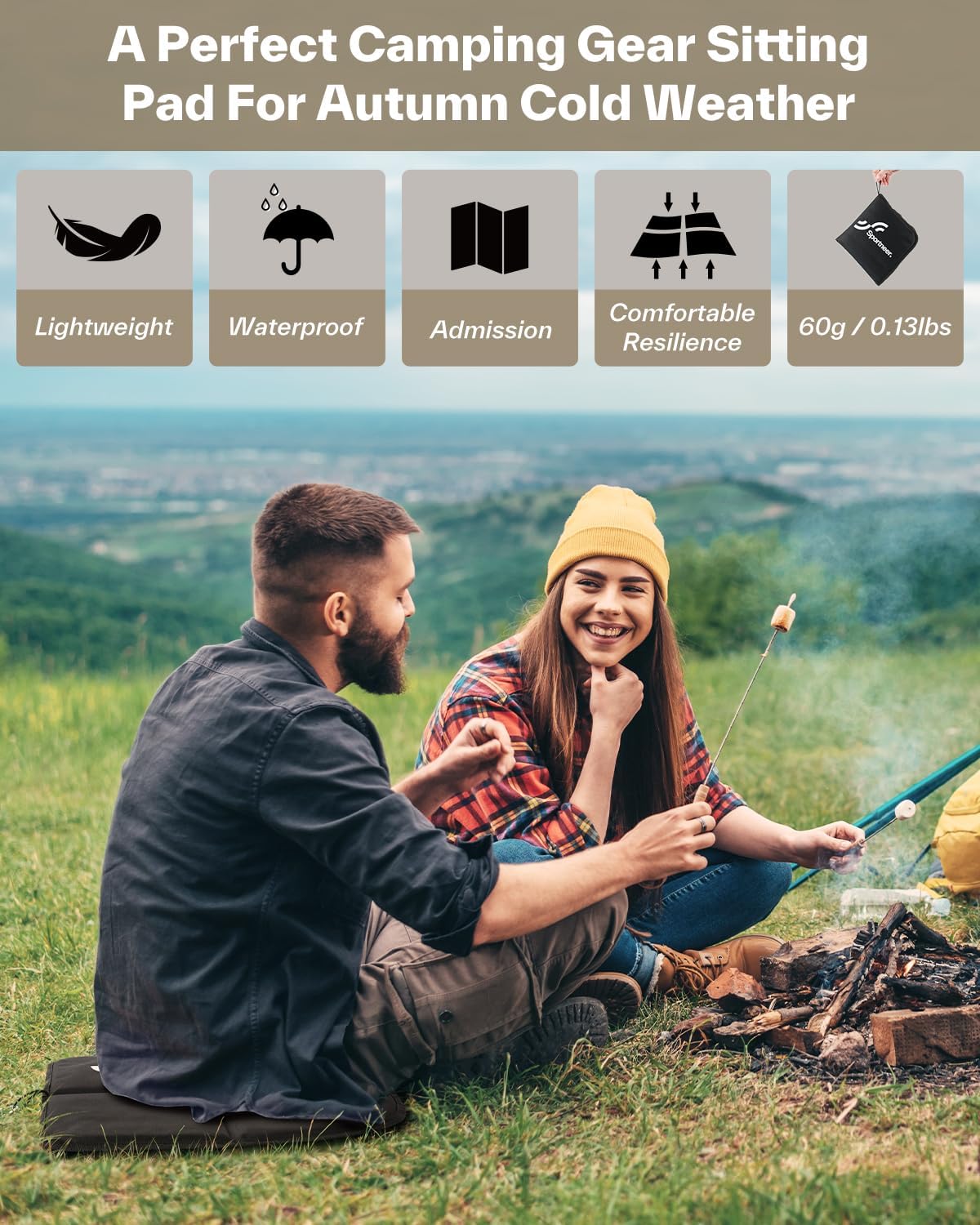 Sportneer Outdoor-Sitzkissen, Sitzpolster, Outdoor, wasserdichtes Oxford-Gewebe, Thermo-Sitzkissen, faltbar, für Camping, Wandern, Stadion und Reisen, Grau – Bild 5