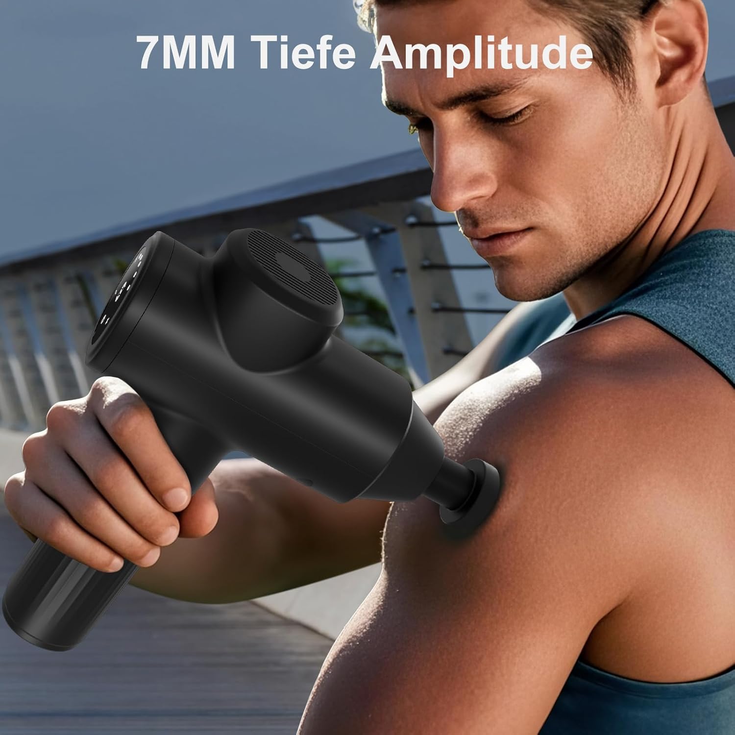 Mebak 7 Massagepistole, Tiefengewebe-Massagepistole, 5-Gang-Faszienpistole, leises elektrisches Handmassagegerät, entspannt Muskeln, Schmerzlinderung für Rücken, Oberschenkel – Bild 4