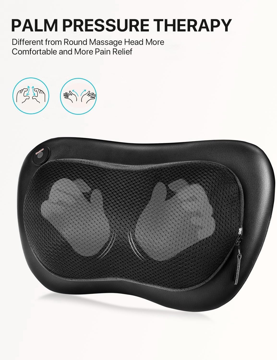 ALLJOY Massagekissen mit Wärmefunktion, Shiatsu-Massagegerät für Nacken, Schulter, Rücken, Rückenmassagegerät mit 3D-rotierenden Massageköpfen, PU-Leder, Geschenk für Männer, Frauen – Bild 2