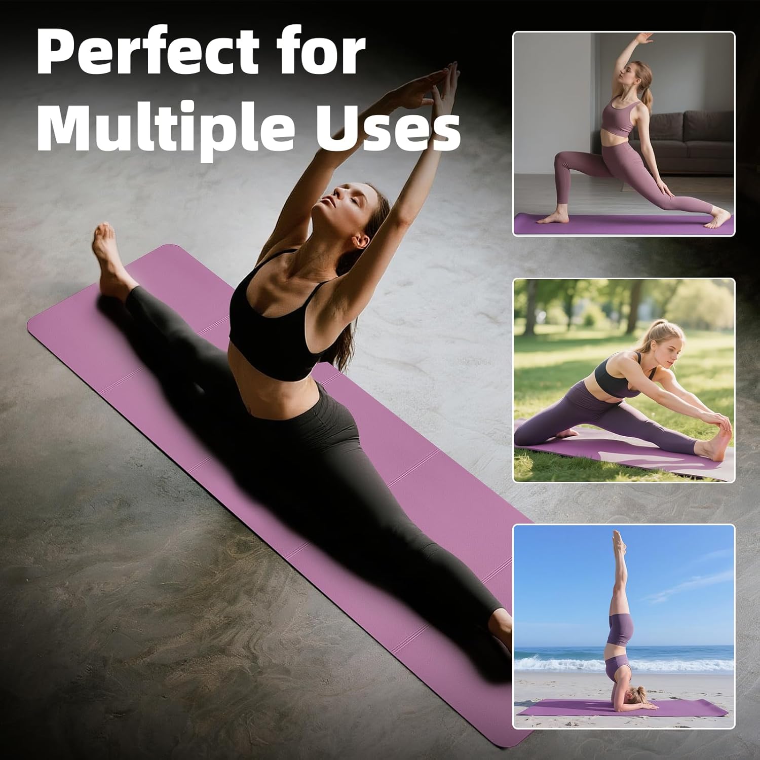 Faltbare Yogamatte, tragbare Fitnessmatte, Reise-Yogamatte, rutschfeste Sportmatte aus TPE für Pilates, Gymnastik, Training und Reisen, 183 x 61 x 0,5 cm – Bild 6
