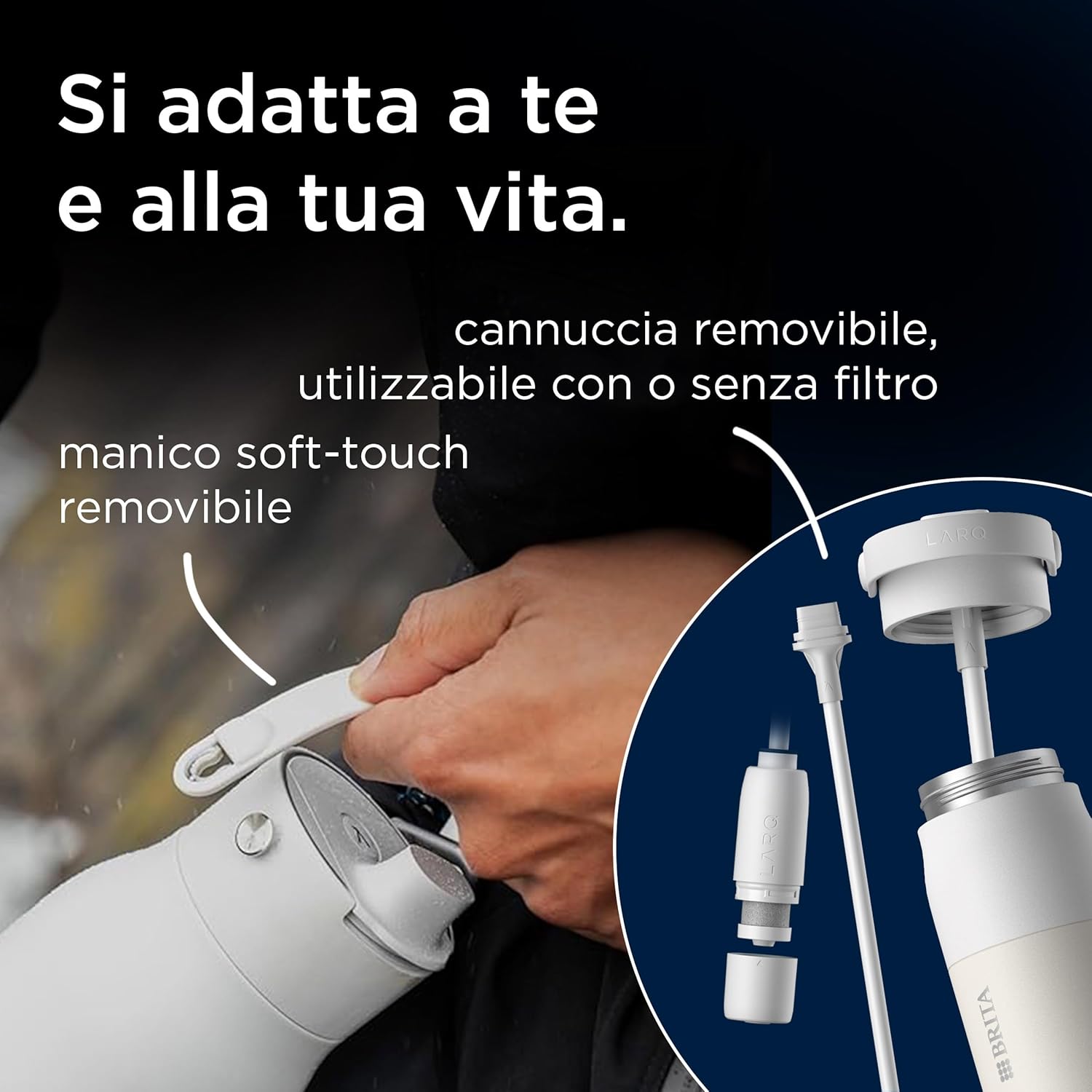 BRITA LARQ iQ Digital Filter-Wasserflasche weiß (680 ml) inklusive Trink-Tracking (App), Aktivkohle-Wasserfilter und UV-C – neutralisiert 99,99 % Bakterien und filtert Mikroverunreinigungen, PFAS und mehr – Bild 6