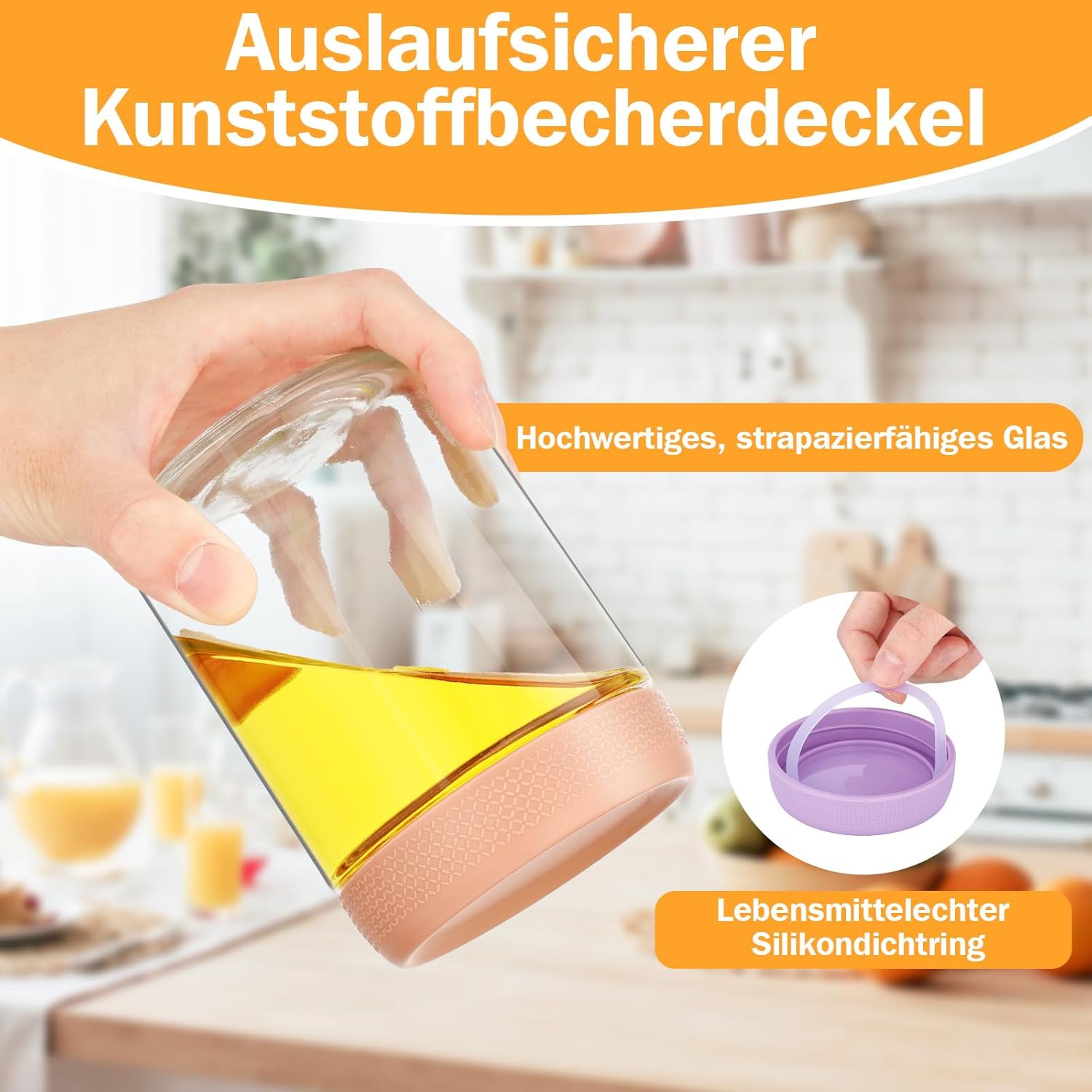 6 x Overnight Oats Gläser, 500 ml Meal Prep Gläser, Einmachgläser mit Schraubdeckel, Gläser mit Deckel sind geeignet für Joghurt, Salat, Marmelade, Müsli und – Bild 3
