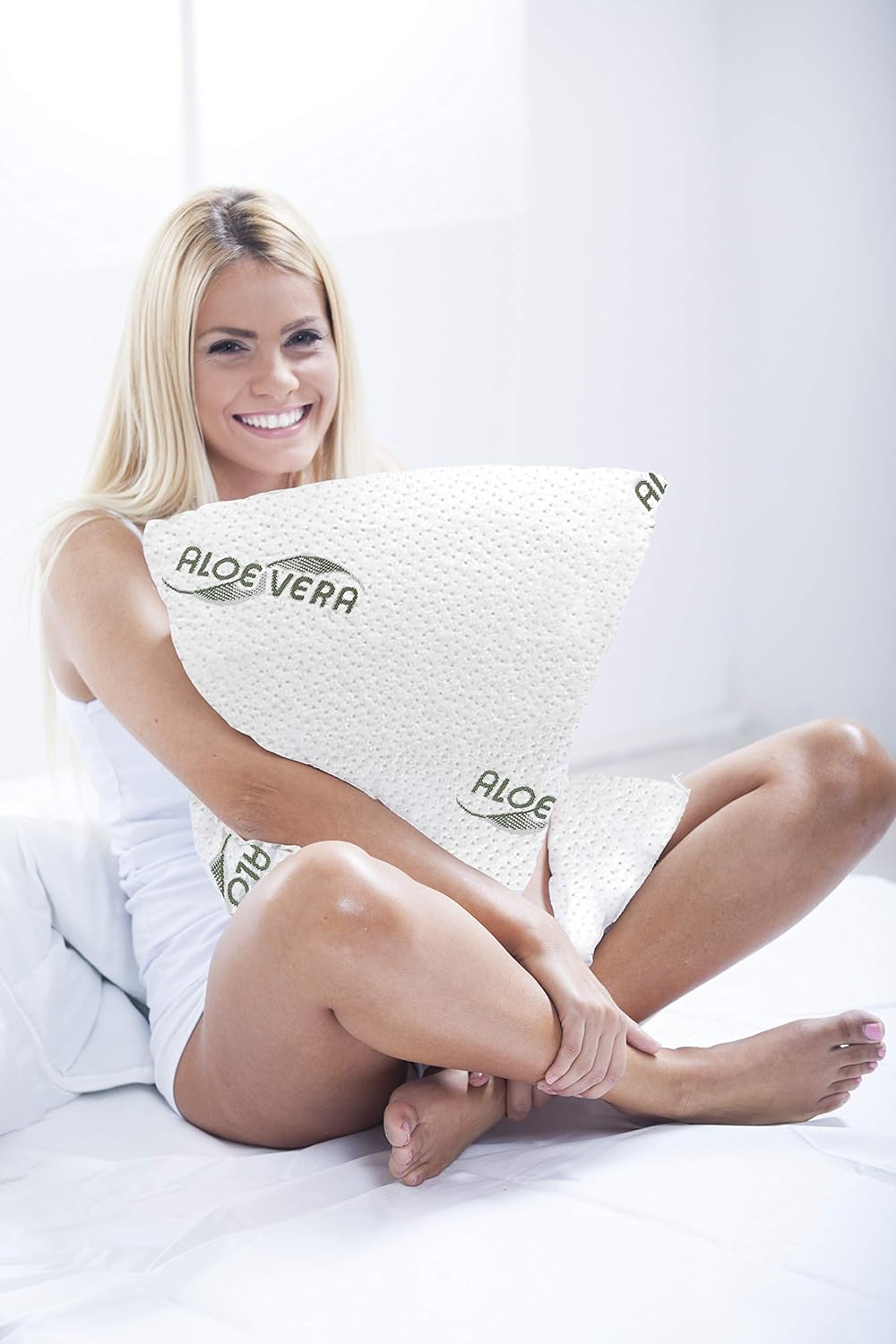 Siebenschläfer Orthopädisches Nackenstützkissen mit druckausgleichendem Visco-Gel-Memory-Schaum mit Aloe-Vera-Bezug, 70 x 42 cm, Höhe 15 cm – Bild 3