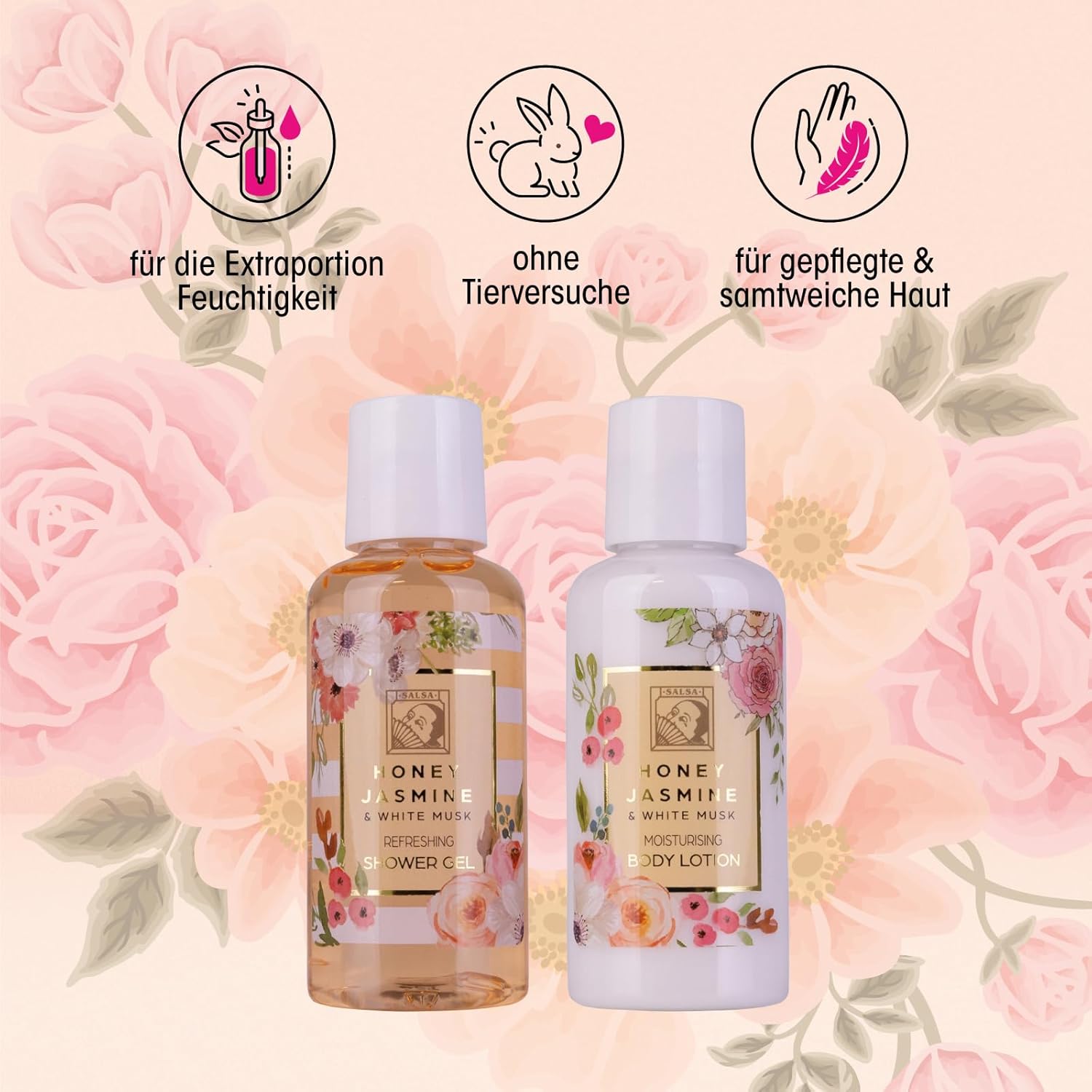 Accentra – Duschset Damen Geschenkset Honey Jasmine in schöner Geschenkbox – 2-teiliges Pflegeset mit Duschgel und Bodylotion – Wellness-Geschenkset zum Valentinstag, Muttertag und Geburtstag – Bild 3