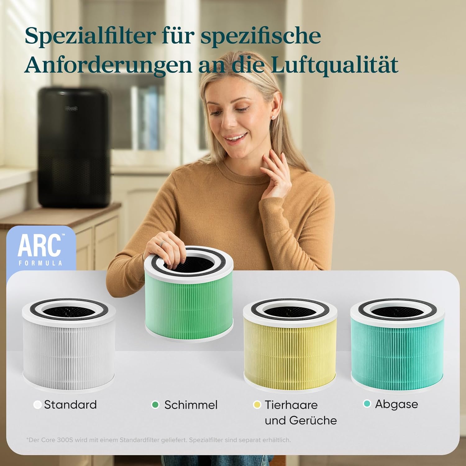Levoit Luftreiniger mit HEPA-Luftfilter, CADR 258 m³/h für bis zu 54 ㎡ Raucherzimmer, 99,97 Prozent Schimmelstaub, Pollen, Tierhaare, Luftreiniger mit Luftqualitätsanzeige und Auto- und Schlafmodus, Schwarz – Bild 5