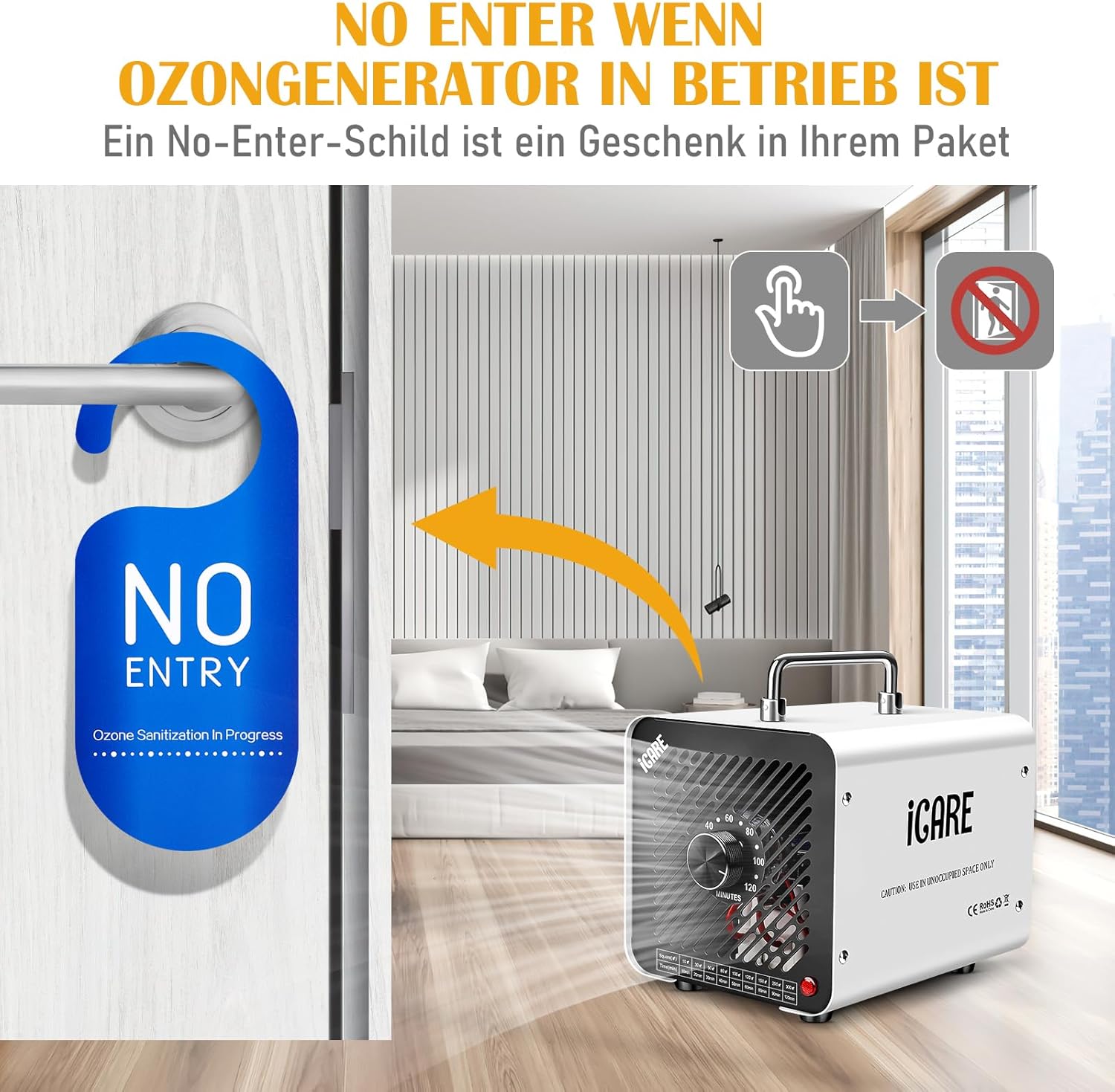 Ozongenerator 30.000 mg/h Ozongerät, Ozonisator Industrieller O3-Ozon-Luftreiniger mit 120-Min-Timer für 300㎡ Geruchsbeseitiger Geruchsneutralisator für Auto, Rauch, Haustiergerüche, Küchengerüche, Weiß – Bild 7