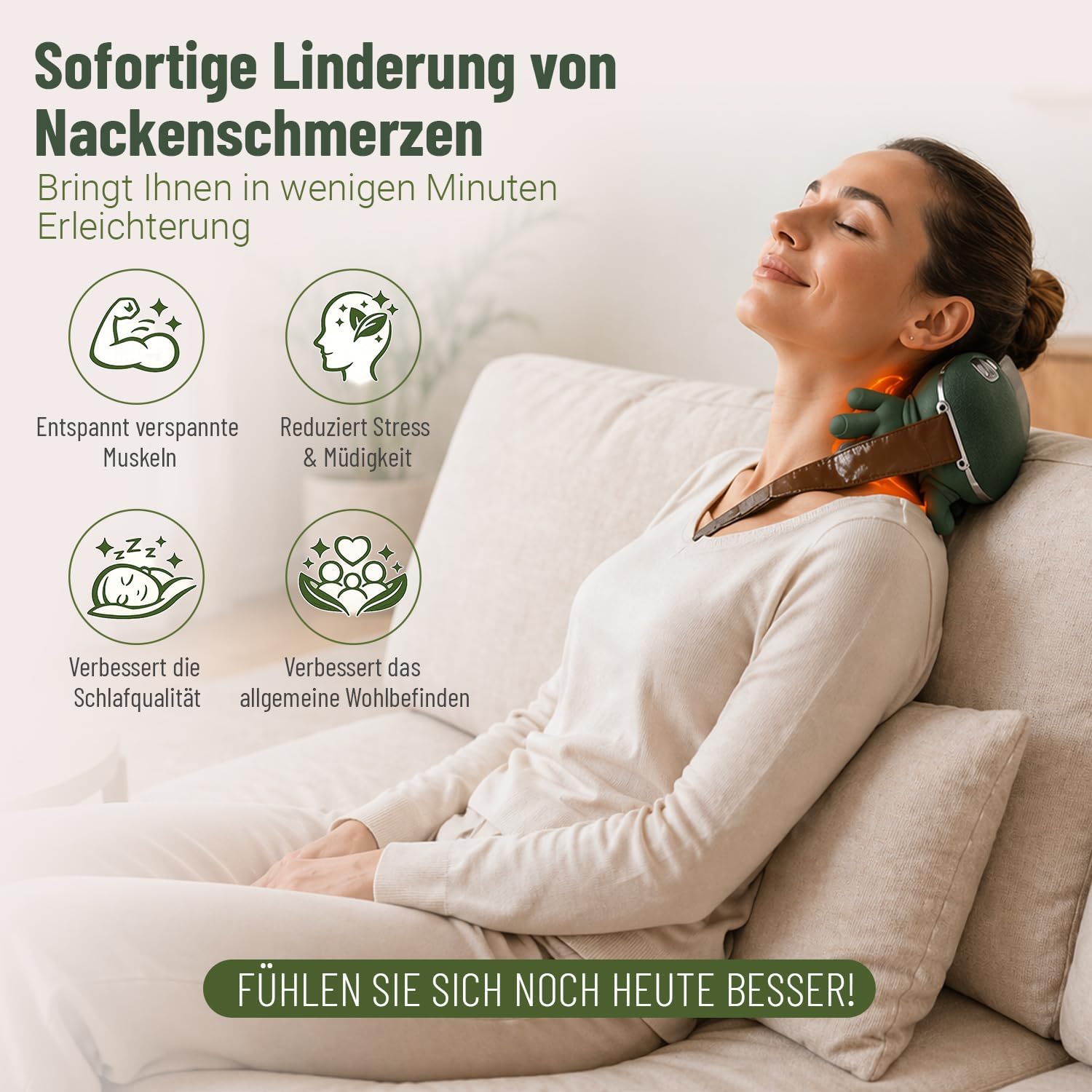 BeFit24 Nackenmassagegerät 4D mit Wärme, kabellos, Tiefengewebsmassagegerät für Nacken, Schulter, Rücken, wirksam gegen Schmerzen & Verspannungen, ideal für Büro, Zuhause & Geschenk – Bild 11