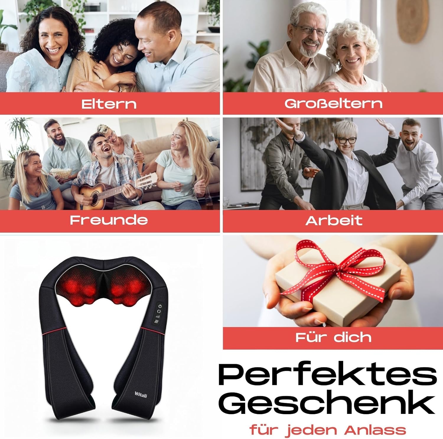 Shiatsu-Massagegeräte mit HeatFlow-Wärmefunktion für Nacken, Schulter und Rücken, zu Hause und auf Reisen mit Autoadapter – Bild 8