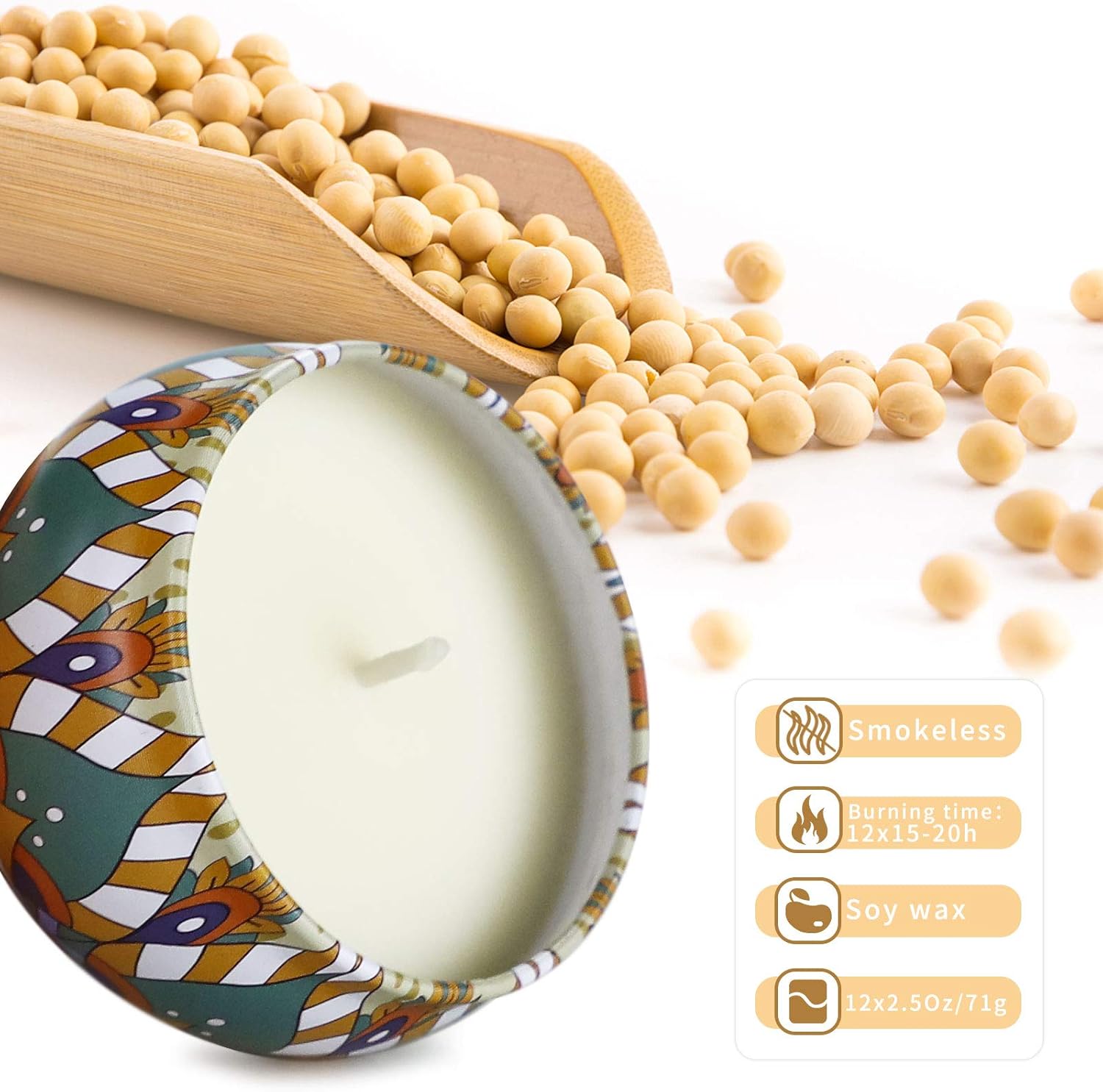 Duftkerzen Geschenkset für Frauen, 12 x 70g Duftkerzen Set, Sojawachskerzen in der Dose, kleines Geschenkset für Mama, Brenndauer bis zu 180 Stunden für Muttertag, Weihnachten, Geburtstag, Bad, Yoga, Entspannung – Bild 3