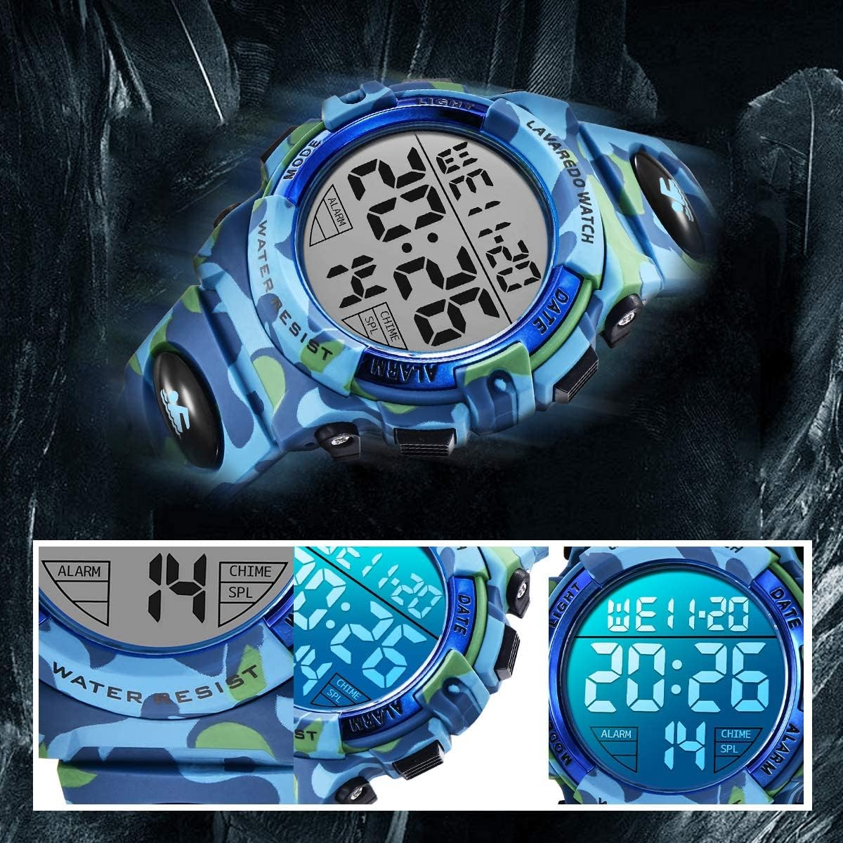 BEN NEVIS Digitaluhren für Kinder Jungen – 50 m wasserdicht, Sport, Outdoor, Digitaluhr, Kinder-Silikonuhr mit Wecker/Stoppuhr/LED-Licht/stoßfest/Datum, elektronisch, für Kinder – Bild 5