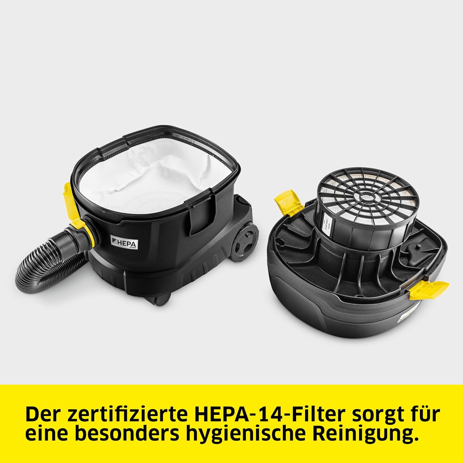 Kärcher Sauger T 11/1 Classic HEPA Re!Plast, leichter Staubsauger, Fassungsvermögen: 11 L, Leistung: 850 W, Schalldruckpegel: 61 db(A), Gewicht: 4,2 kg, Kabel: 7,5 m, HEPA 14-Filter, Behälter mit Rezyklat – Bild 6