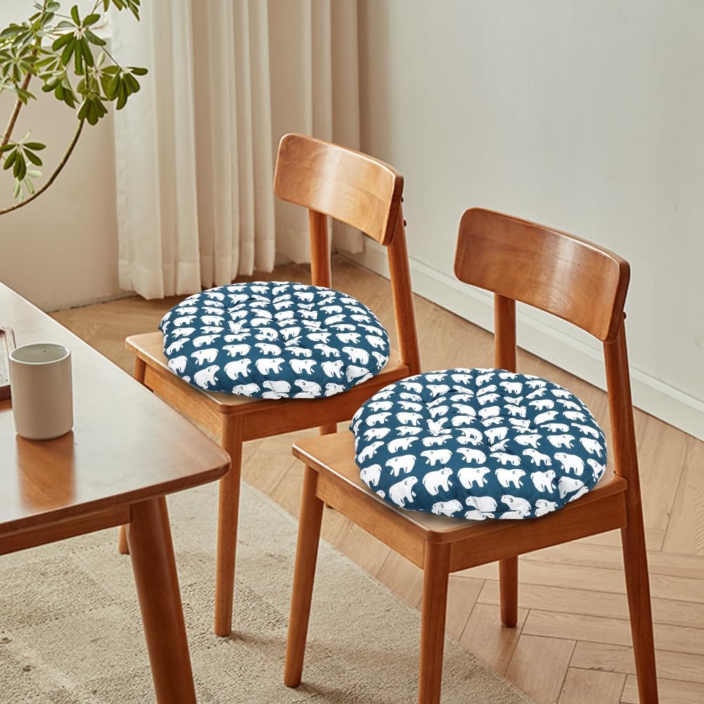 4er-Set Stuhlkissen rund, bequemes Sitzkissen 40 x 40 x 3 cm, Bodenkissen rund, Stuhlkissen für drinnen und draußen für Esszimmer, Wohnzimmer, Arbeitszimmer (Eisbär) – Bild 5