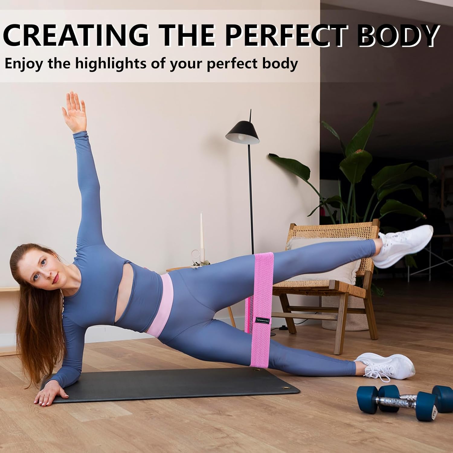 Trainingsbänder, Stoff-Widerstandsband für das Training, Trainingsbänder mit Widerstand für Frauen und Männer, mehrfarbige Stoff-Booty-Bänder für Beinkrafttraining, Reha, Yoga – Bild 6