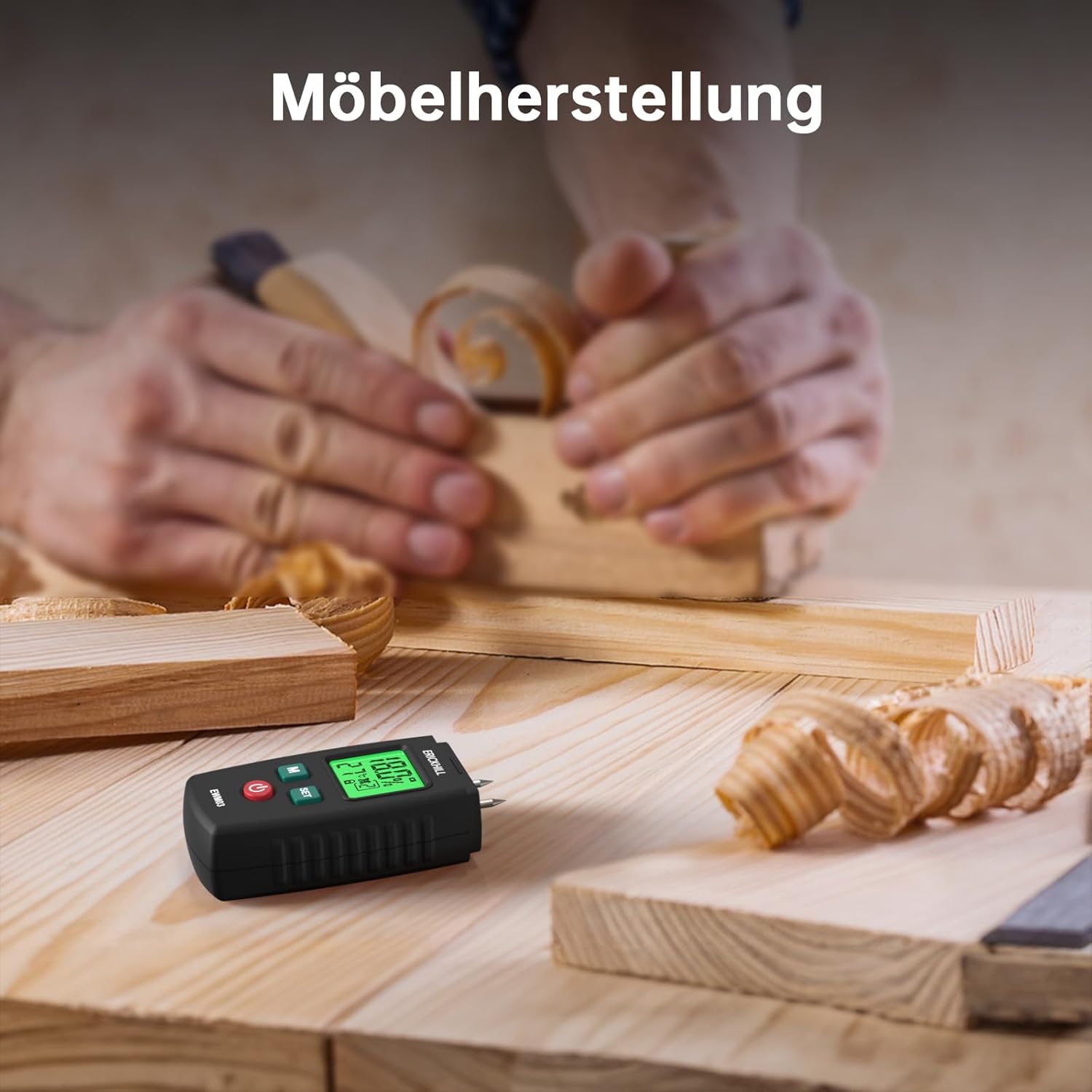 Feuchtigkeitsmesser, ERICKHILL EWM03 Stifttyp Holzfeuchtemesser mit 5 Modi, LCD-Display mit grüner Hintergrundbeleuchtung, Holz- und Baumaterial-Schimmeldetektor – Bild 5
