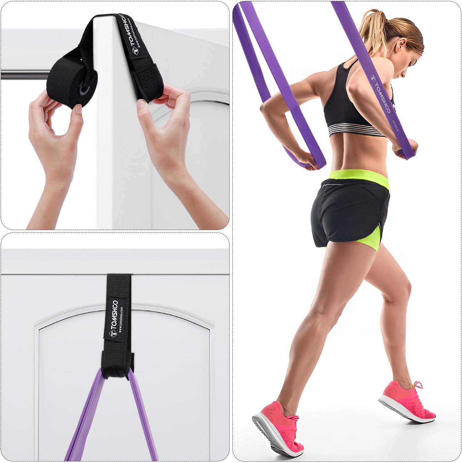 TOMSHOO Fitnessbänder, Widerstandsbänder Set, Klimmzugbänder mit Türanker, Terrabands mit Aufbewahrungstasche, Fitnessband für Muskelaufbau, Yoga und Pilates – Bild 4