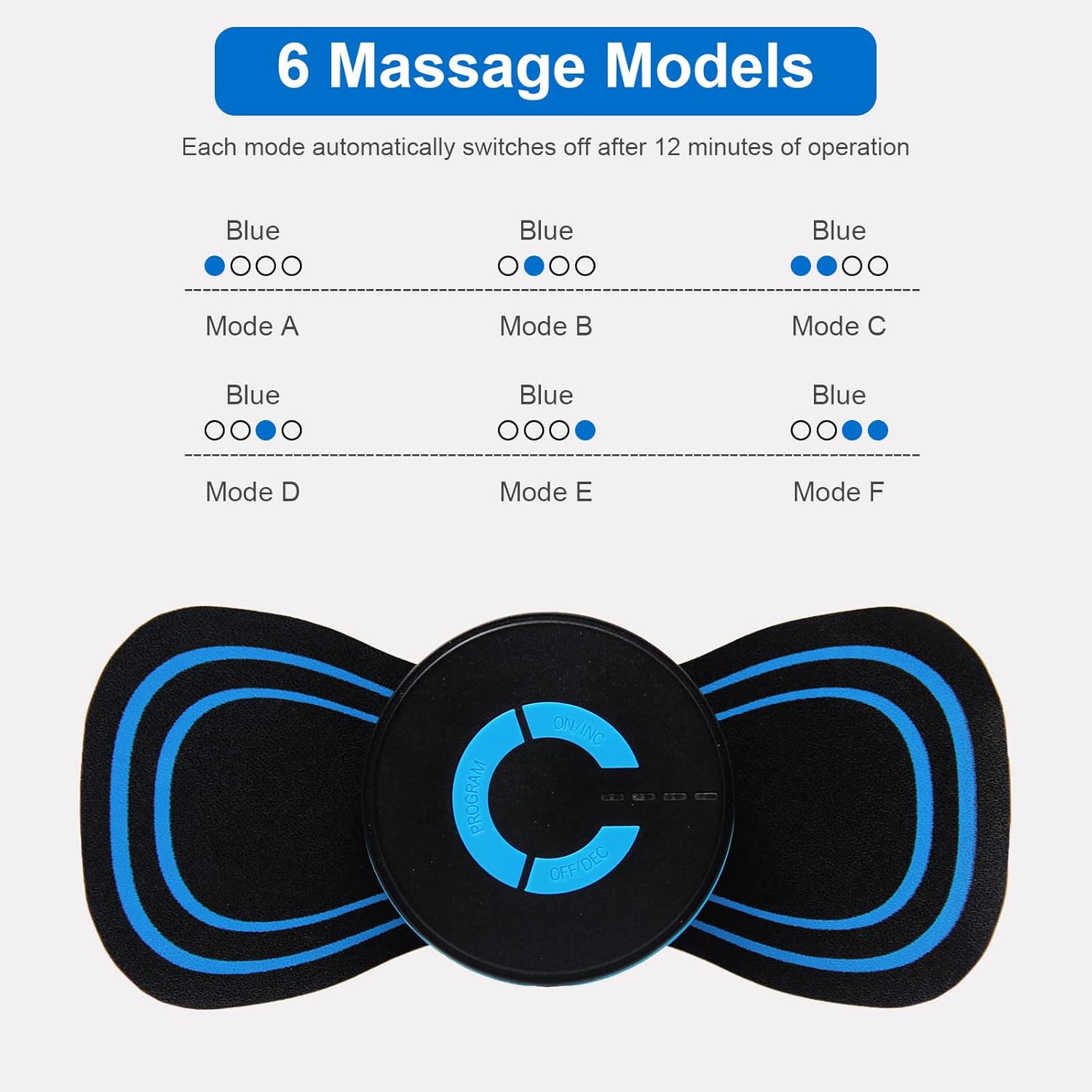5-in-1-Ganzkörpermassagegerät, Massagepflaster für tägliche Schmerzen, kabelloses Massagegerät mit 6 Modi, Muskelschmerzlinderung, Mikrostrom-Massagegerät für den ganzen Körper, Schultern (2 Stück) – Bild 3
