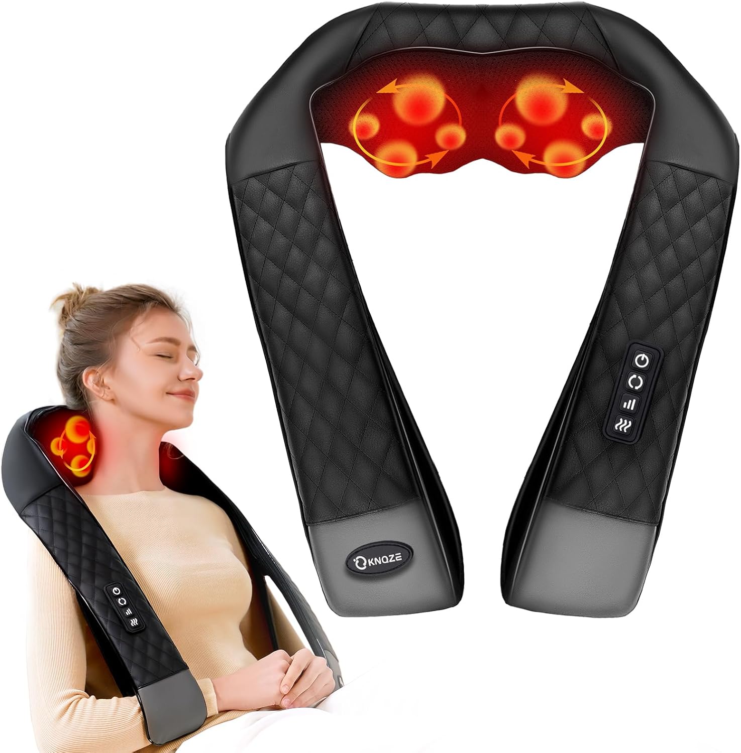 KNQZE Nackenmassagegerät mit Wärme 2026, 4D-Shiatsu-Massagegerät Nacken Schulter, Linderung von Nackenverspannungen, Tiefenmassage für Nacken, Schulter, Rücken, Geschenke für Frauen/Mütter/Väter