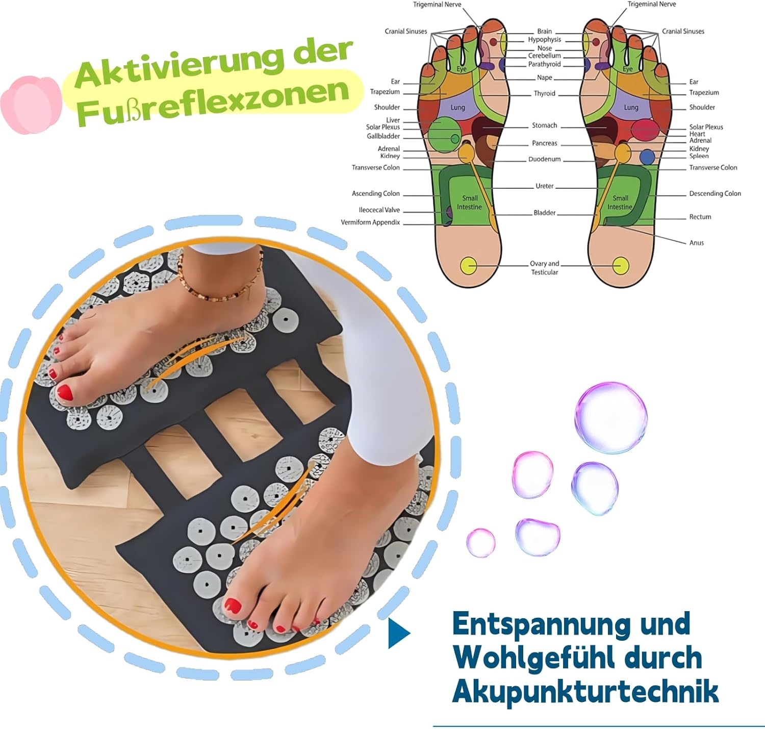2 x 33 cm große Akupressurmatte für Füße und Rücken – medizinisches Nagelbrett mit 110 ABS-Spitzen, waschbare Faszienmatte mit Aufbewahrungstasche – Bild 6