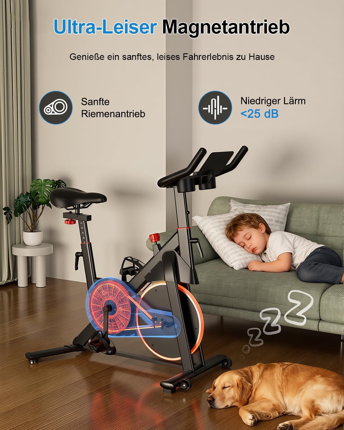 2026 Heimtrainer mit App, Lacuffy Heimtrainer-Fahrrad mit einstellbarem Magnetwiderstand, leiser und komfortabler Ergometer-Heimtrainer, LCD-Display, bis zu 136 kg mit AI Coach – Bild 8