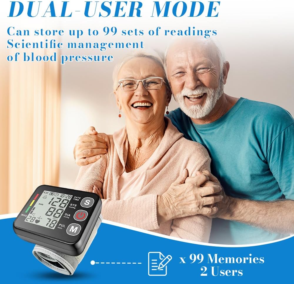 Blutdruckmessgerät für das Handgelenk, vollautomatisch, großes LED-Display, Arrhythmie-Erkennung, 2 x 99 Speicherplätze, 13,5–21,5 cm – Bild 6