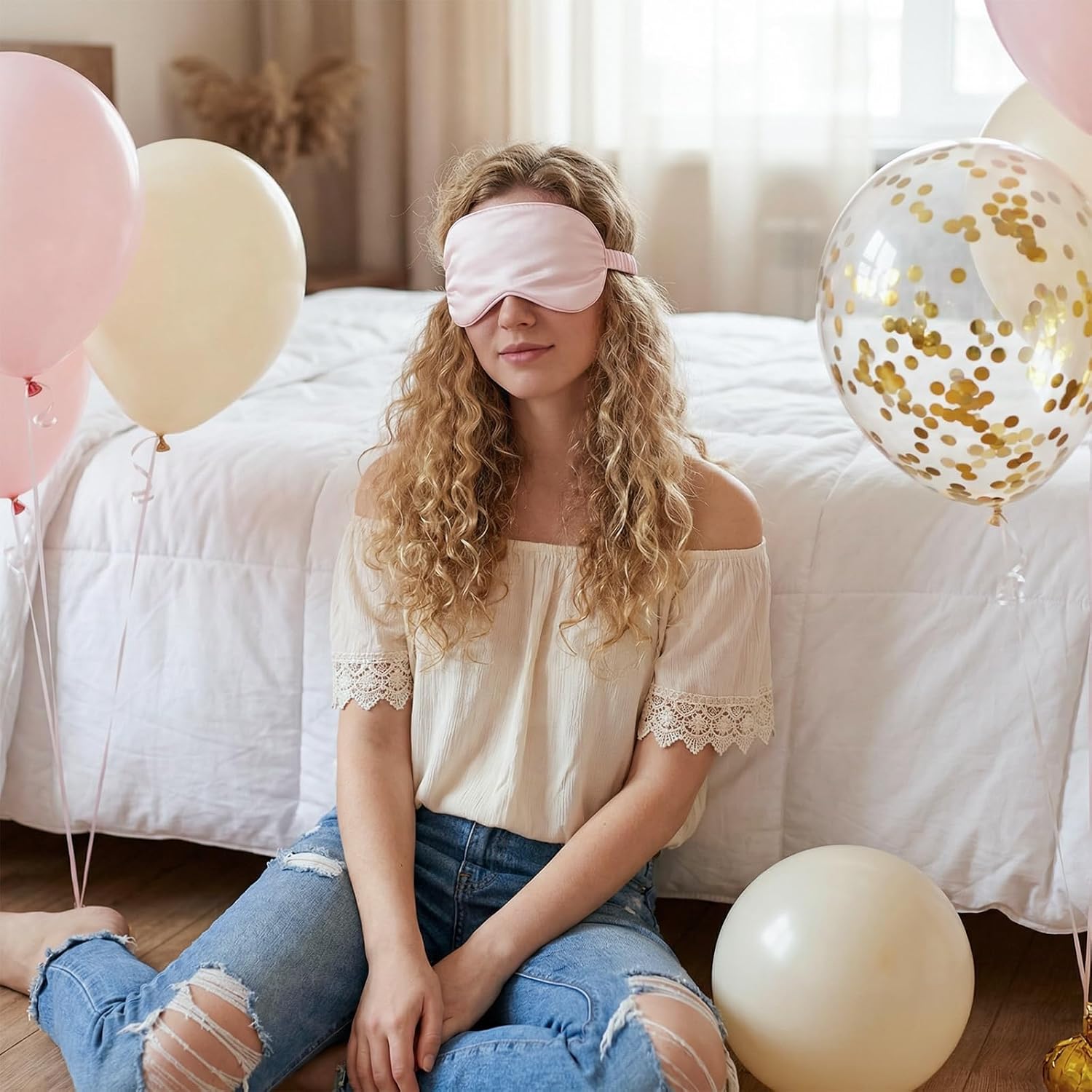 2 Stück Seidenschlafmaske Damen, weiche Seidenschlafmaske, Augenmaske mit verstellbarem Riemen, Augenmaske zum Schlafen, lichtblockierende Schlafmaske, Augenschlafschutz, Nachtmaske für Männer, Frauen, Rosa – Bild 5