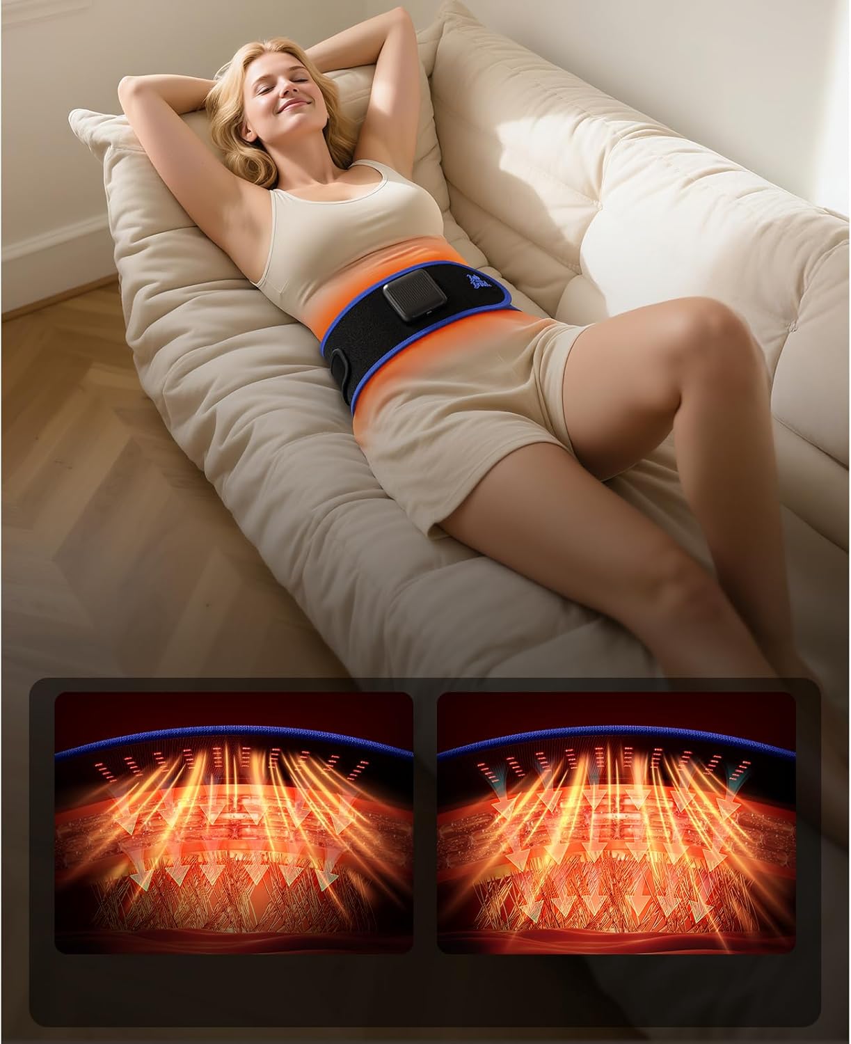 BOB AND BRAD ThermoRed Kabelloser Infrarot-Wärmegürtel mit rotem Licht, Heizkissen für Rücken- und Rückenmassagegerät mit Vibrationsmassage, Muskelverspannungen lindern, Geschenk – Bild 3