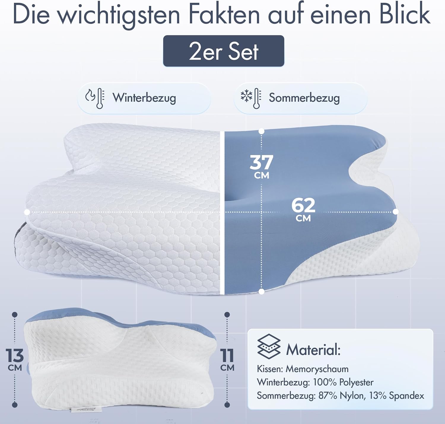 Knoop Home & Living Orthopädisches Nackenkissen aus Memory-Schaum – ergonomisches Kissen gegen Nackenschmerzen und Verspannungen – perfekt für Seitenschläfer und Rückenschläfer – abnehmbarer Bezug – Bild 7