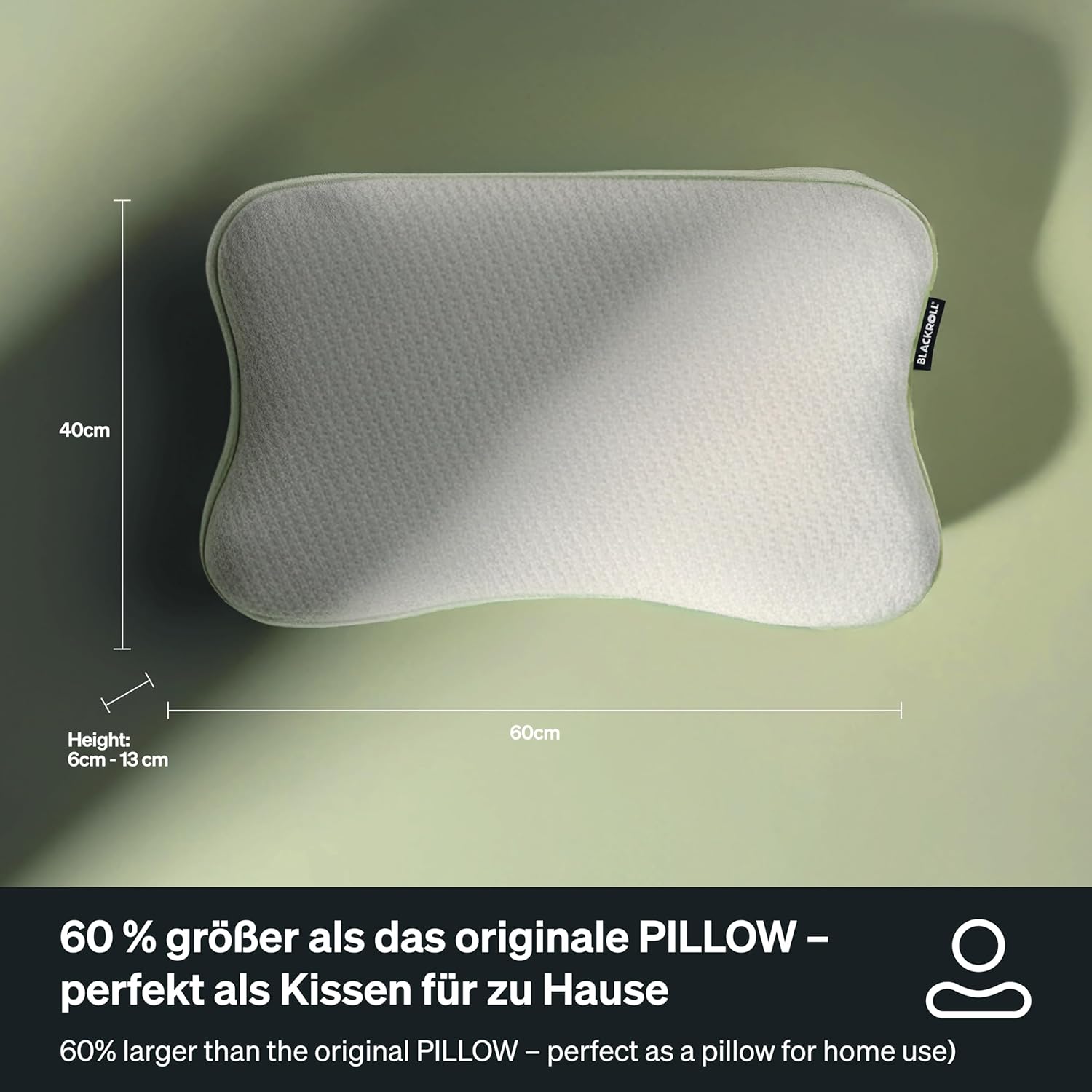 BLACKROLL Recovery Pillow Plus (60 x 40 cm) – Höhenverstellbares ergonomisches Nackenkissen (6-13 cm) aus Memory-Schaum, für Seiten-, Rücken- und Bauchschläfer, hergestellt in Deutschland – Bild 3