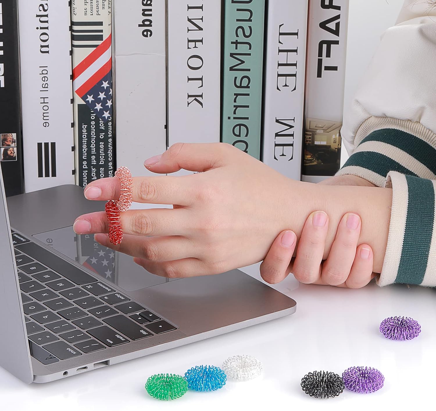 8-teiliges Akupressurring-Set, Massageringe für Finger, Akupressurring, Massagering zum Stressabbau und zur Förderung der Durchblutung, Fingermassage oder Zehenmassage – Bild 6