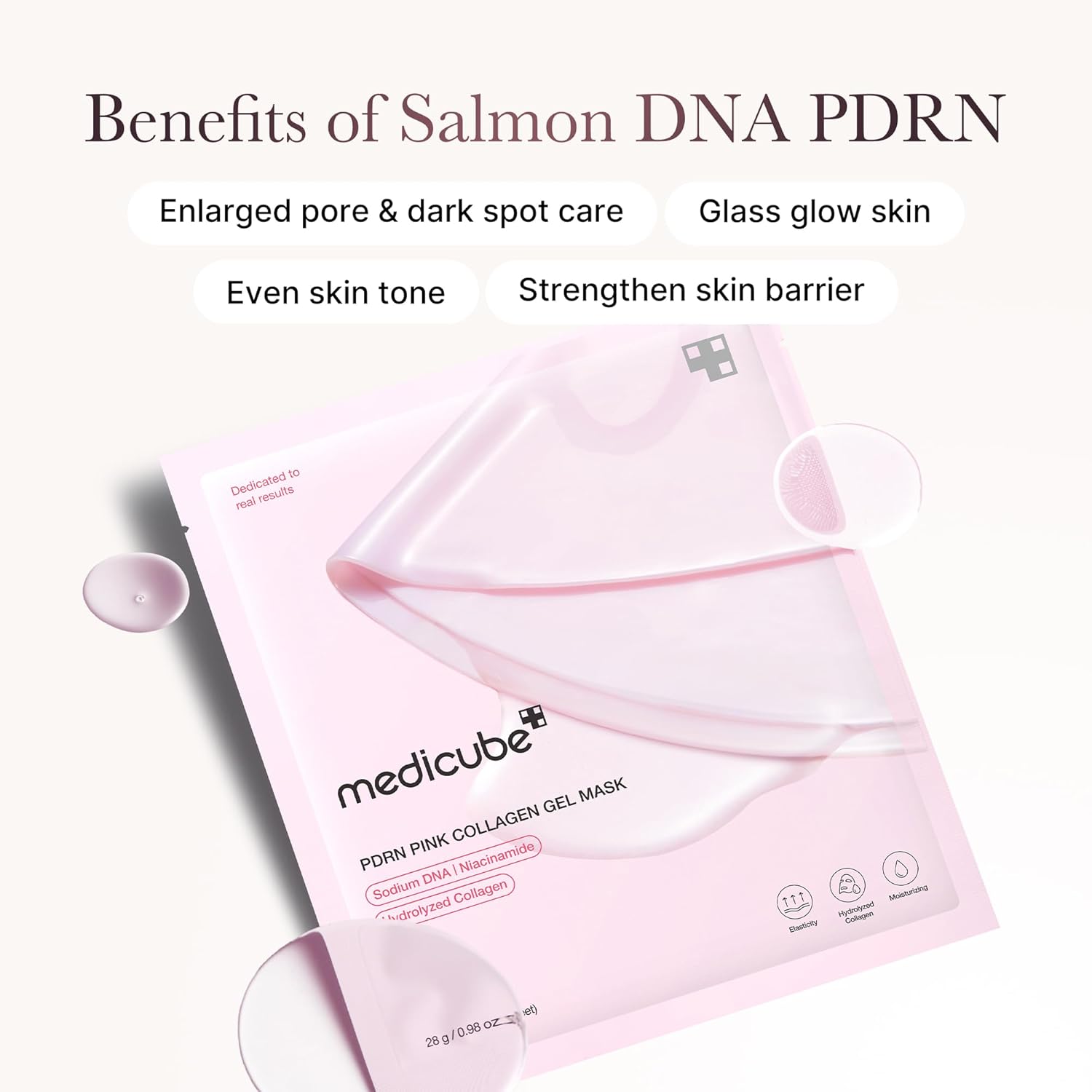 Medicube Salmon Dna Pdrn Pink Collagen Jelly Gel Mask Overnight-Gesichtsmaske für strahlende Hautelastizität. Feuchtigkeitsspendend. Straffend und feuchtigkeitsspendend. 4er-Packung (1 Packung) – Bild 5