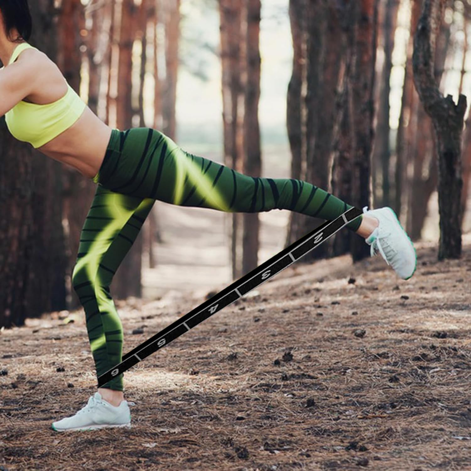 Fitnessbänder aus Stoff, 3 Stück, Widerstandsbänder mit Schlaufen, farbig segmentiertes Stretchband, Polyester-Baumwolle, mehrere Schlaufen, verstellbares Schlaufenband, für Fitness, Yoga, Tanztraining – Bild 6
